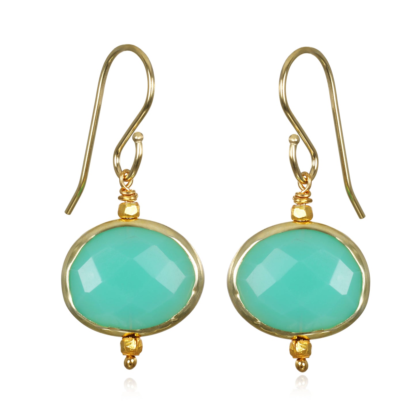 Chrysoprase Drop Earrings, Gold, Amelia Rose Jewelry