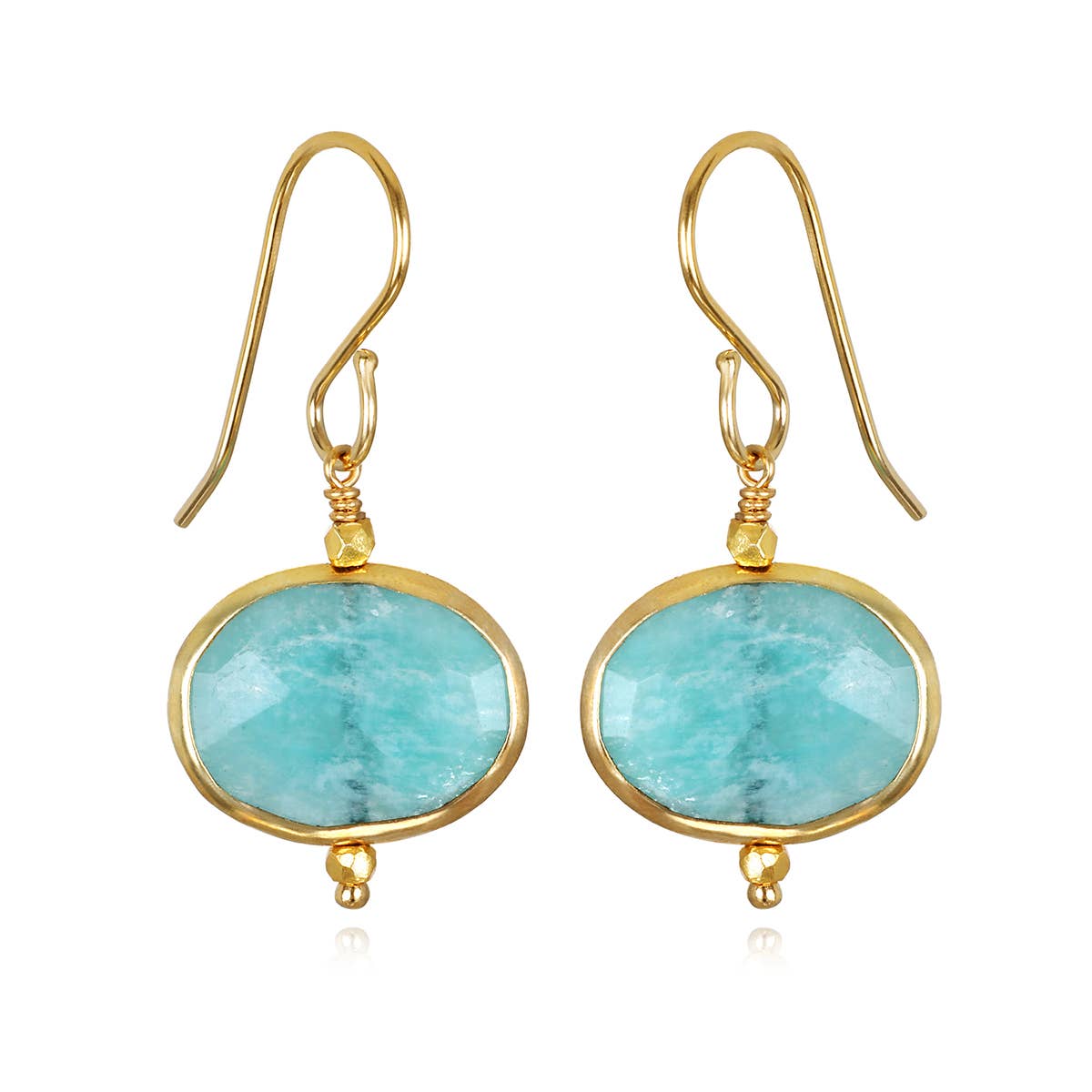 Bezeled Drop Earrings Amazonite, Gold Filled, by Amelia Rose