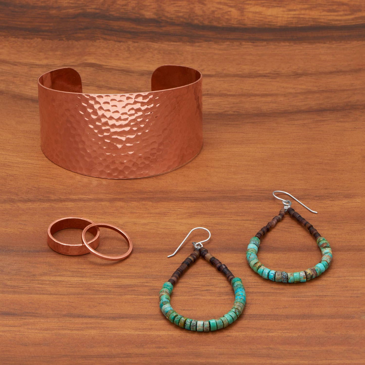 Tapered Hammered Solid Copper Cuff Bracelet