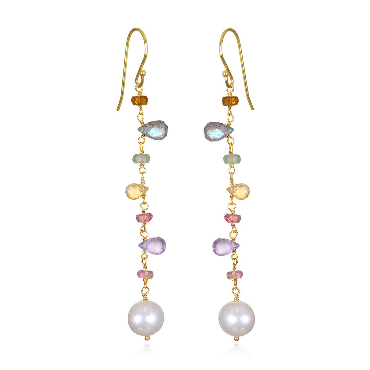Wildflower Pearl Dangles, Gold Filled, Amelia Rose Jewelry