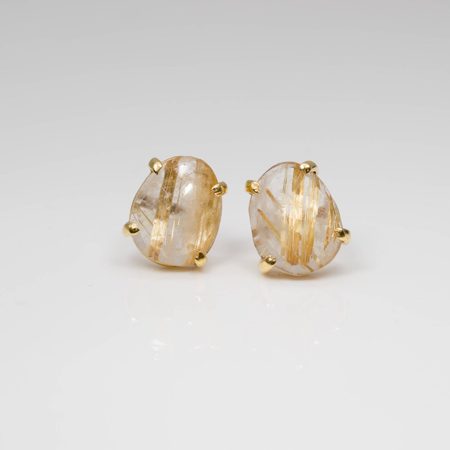 Rutile in Quartz Stud Earrings, Gold, Coming May 27th