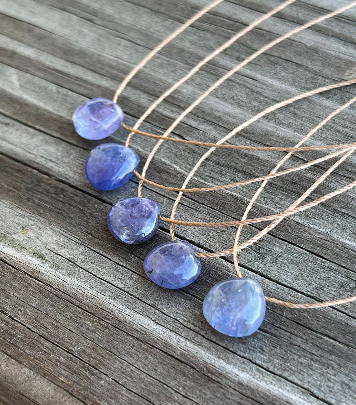 Tanzanite Gemstone Smooth Teardrop Necklace: 18"