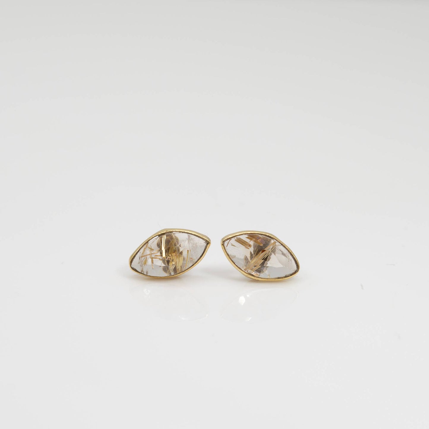 Rutile Rose Cut Stud Earrings, Gold, Coming May 27th
