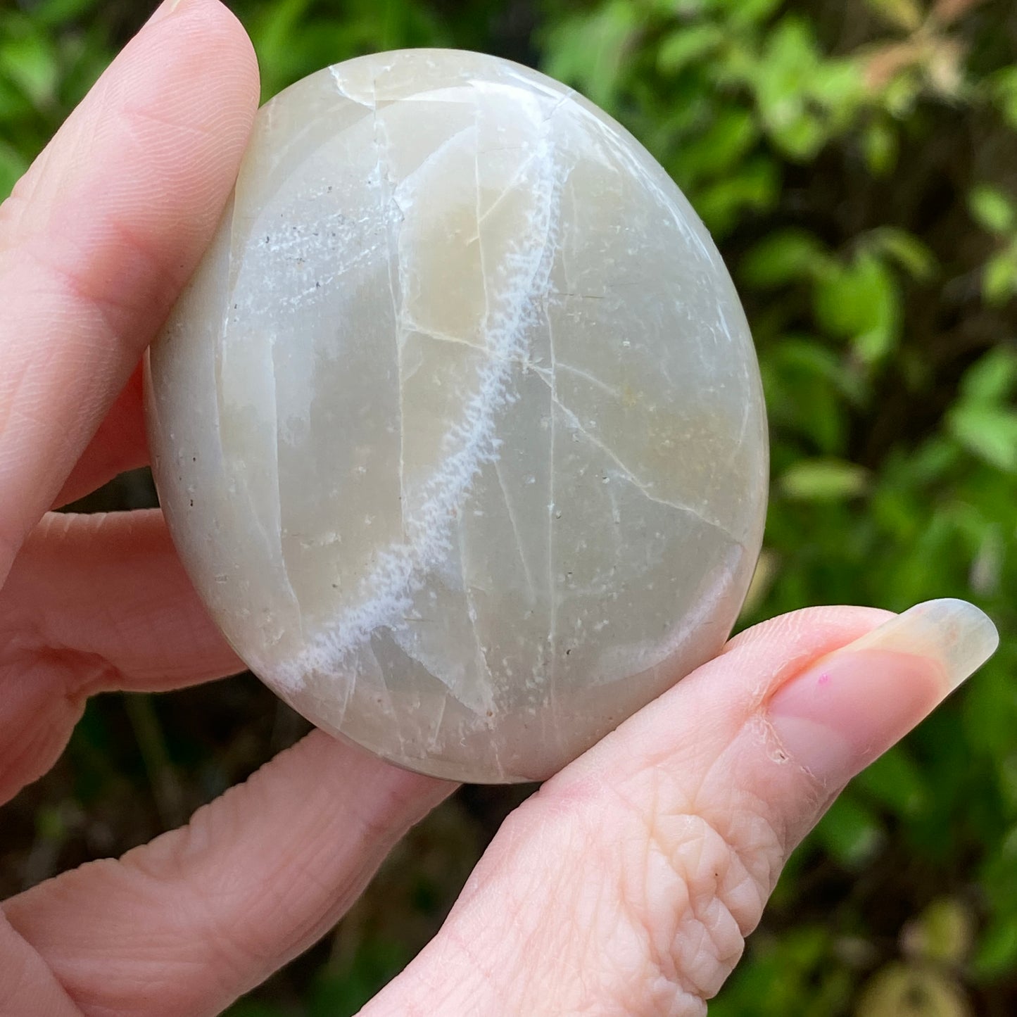 Black Moonstone Palm Stone, Gray Moonstone