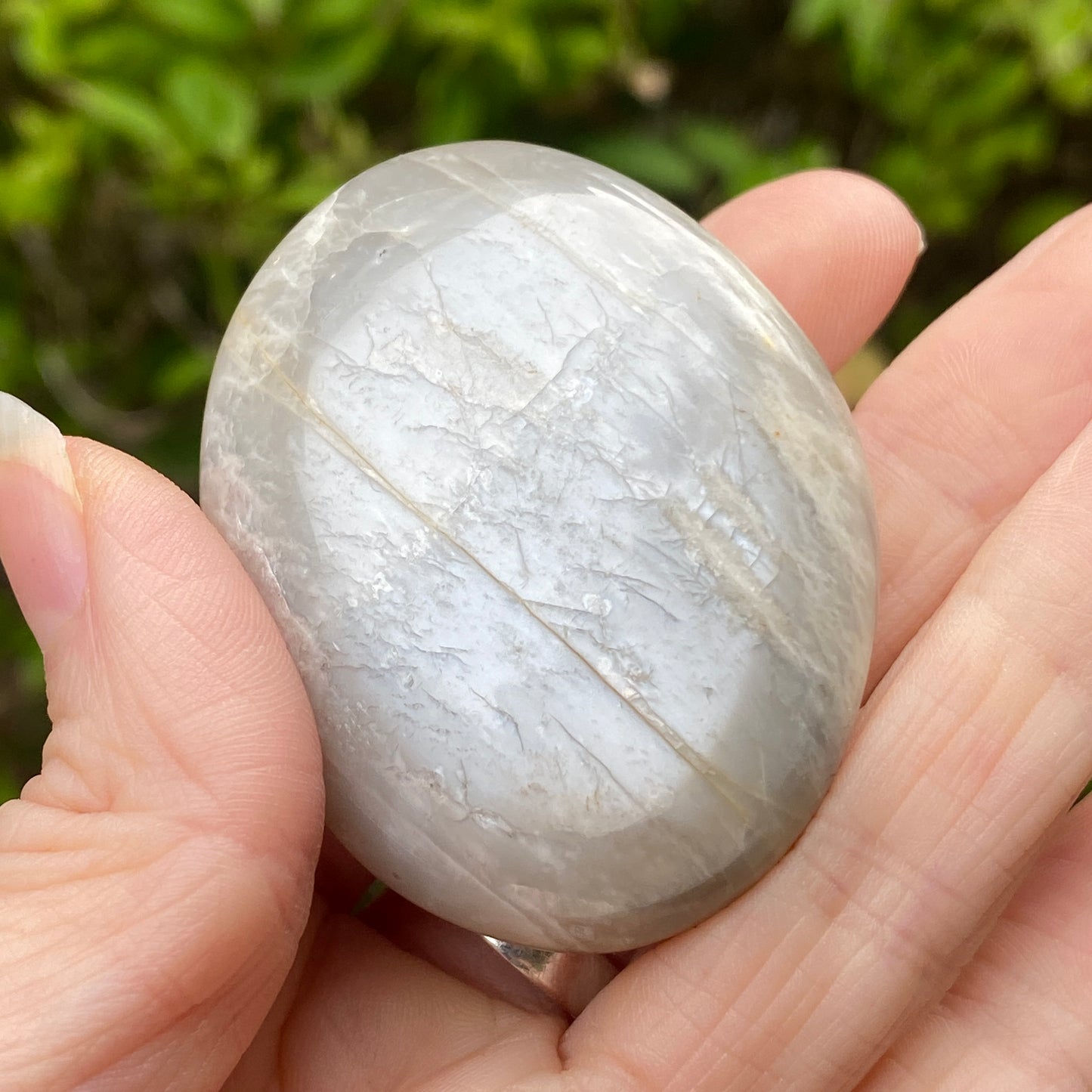 Black Moonstone Palm Stone, Gray Moonstone
