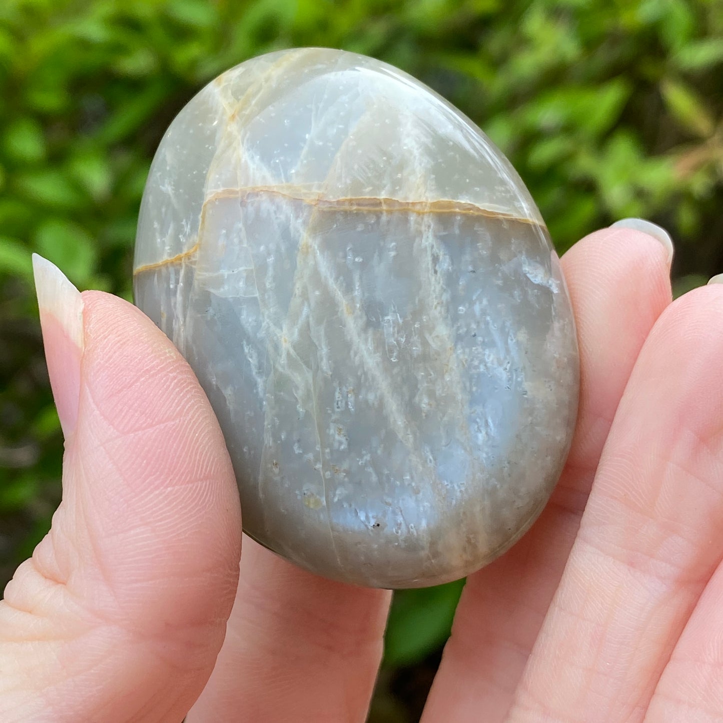 Black Moonstone Palm Stone, Gray Moonstone