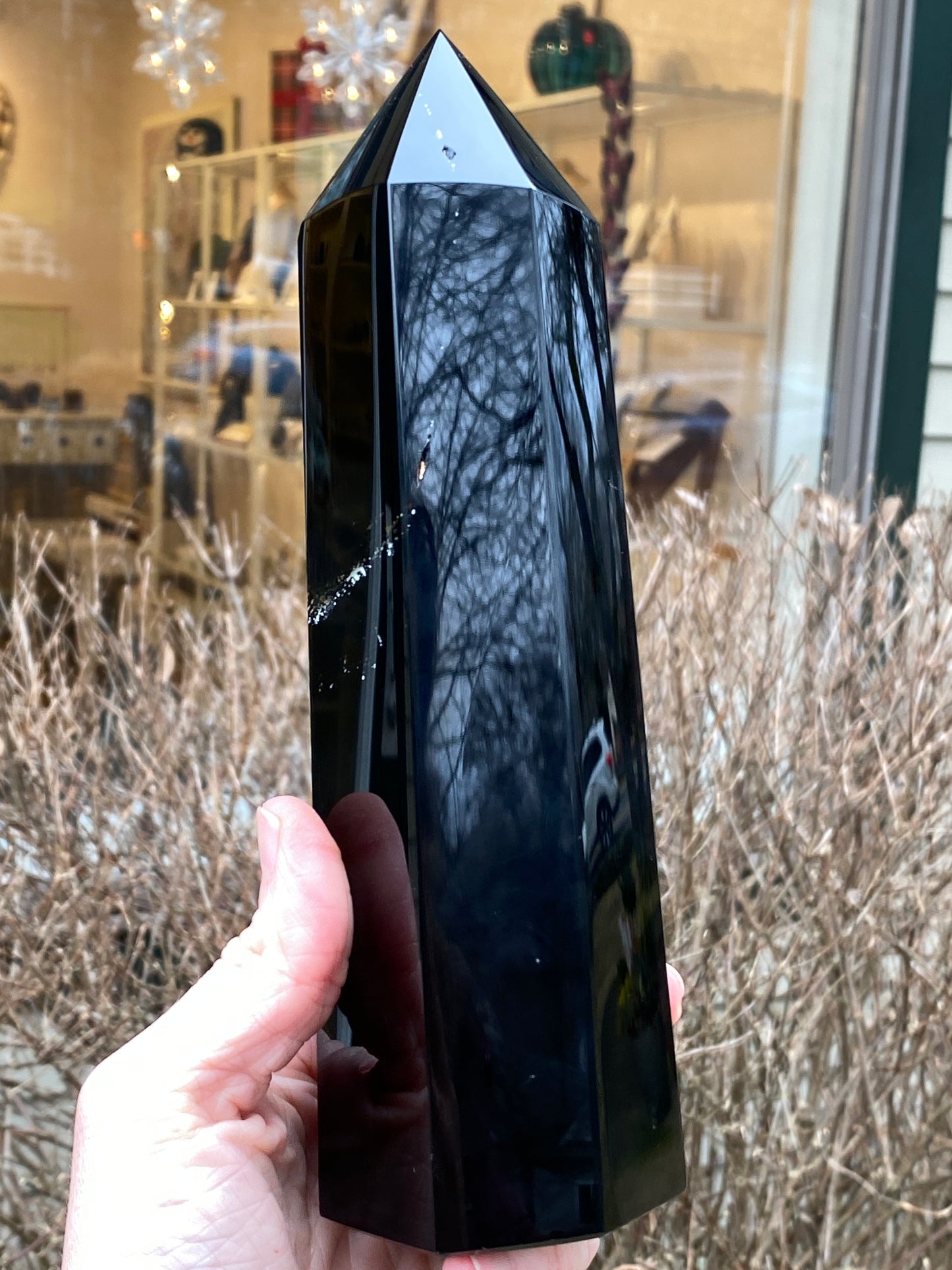 Natural Black Obsidian Tower