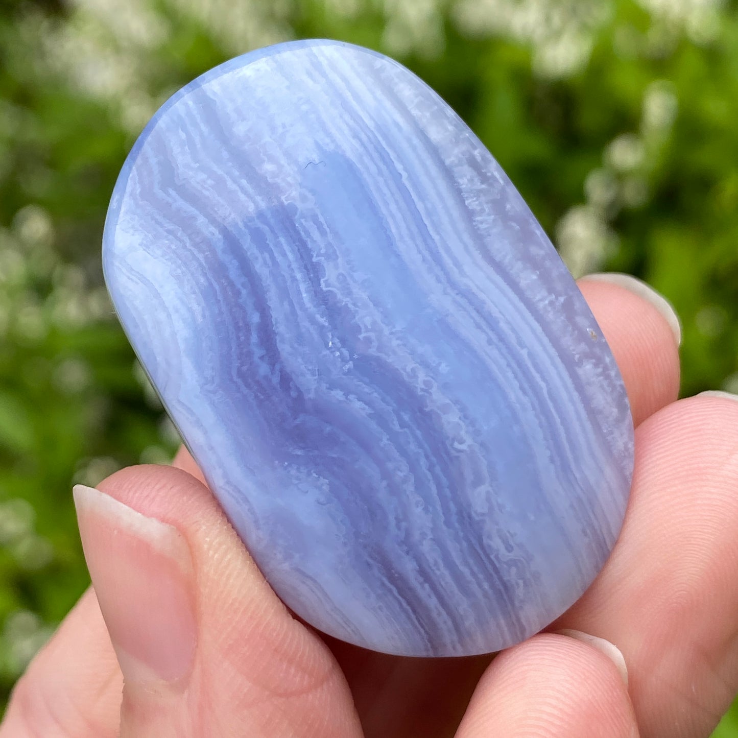 Blue Lace Agate Palm Stone, Exact Shown