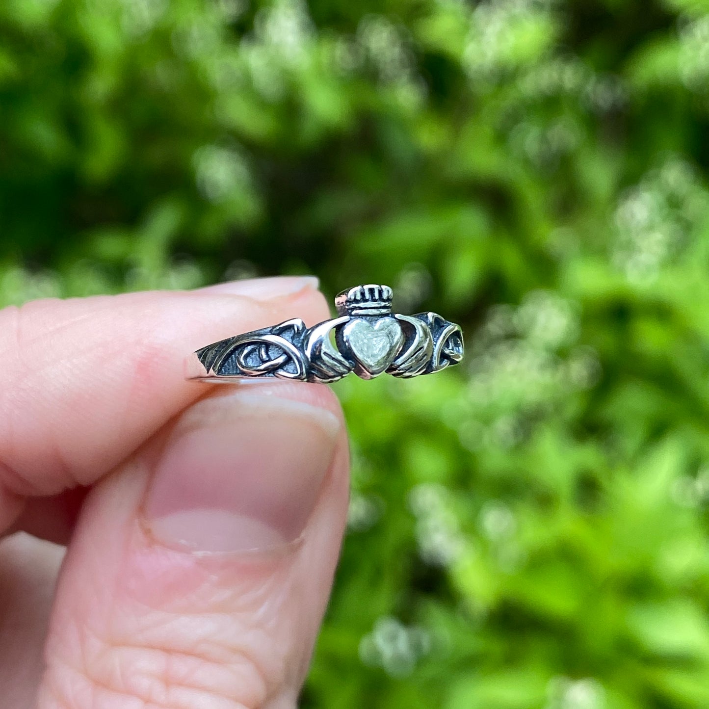 Dainty Claddagh Ring, Solid .925 Silver