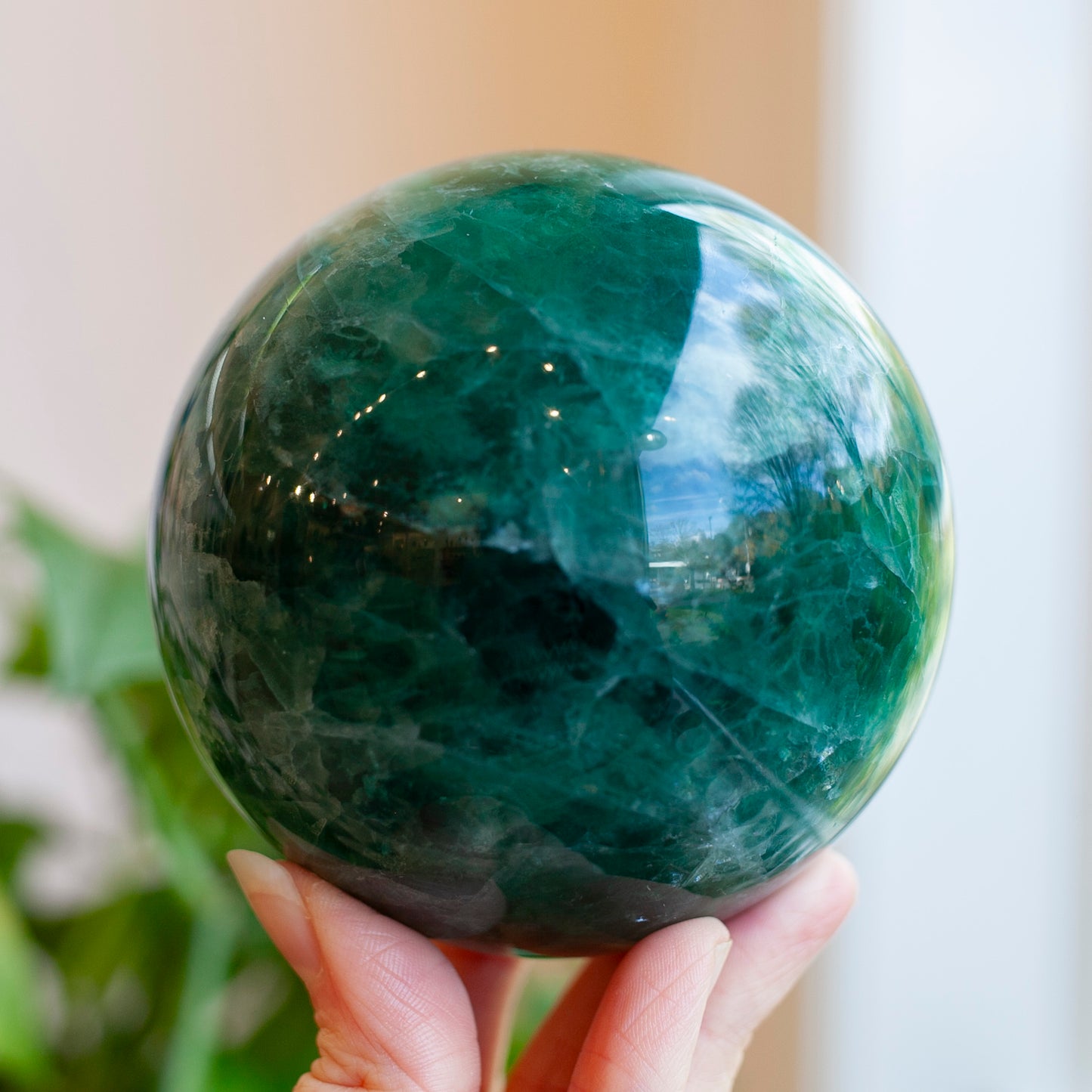 Green Fluorite Sphere, 89mm