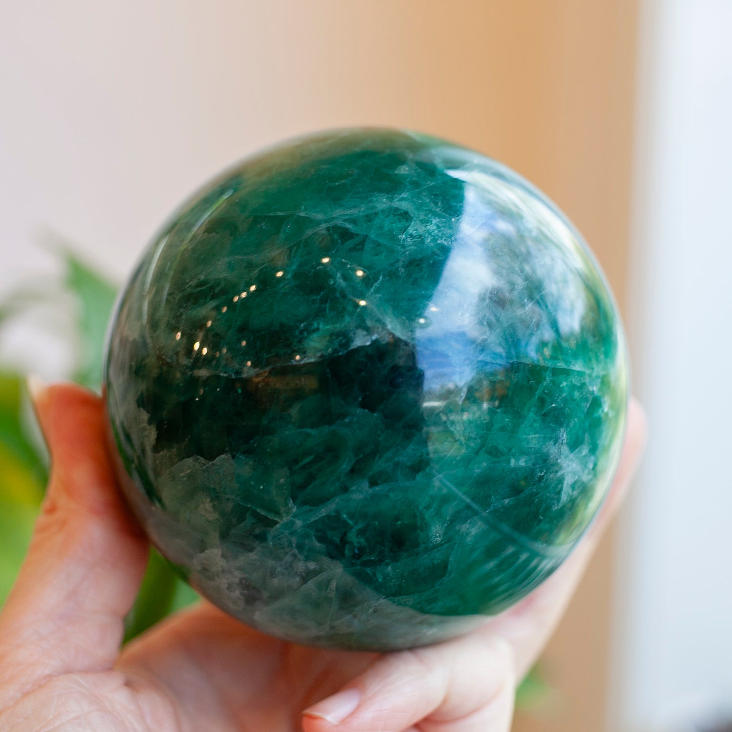 Green Fluorite Sphere, 89mm
