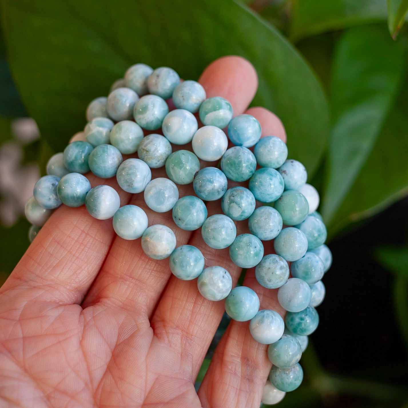 Larimar Bead Bracelet, 9mm