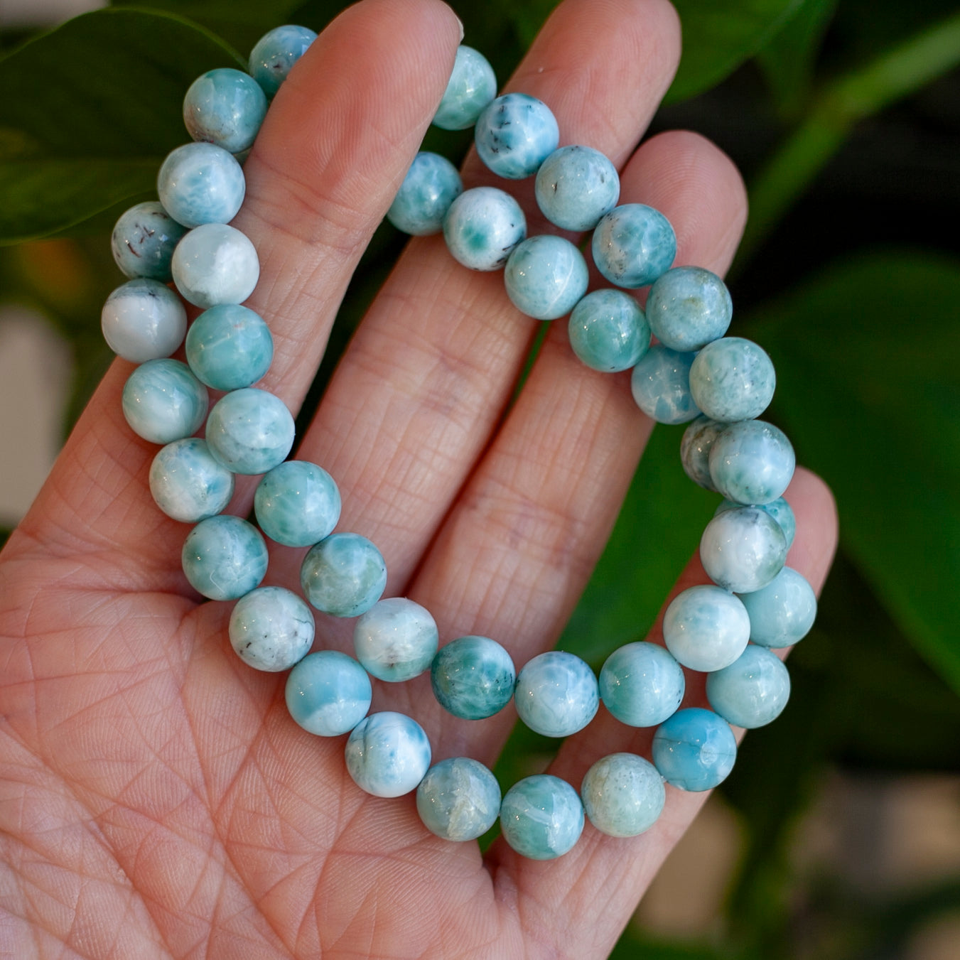 Larimar Bead Bracelet, 9mm