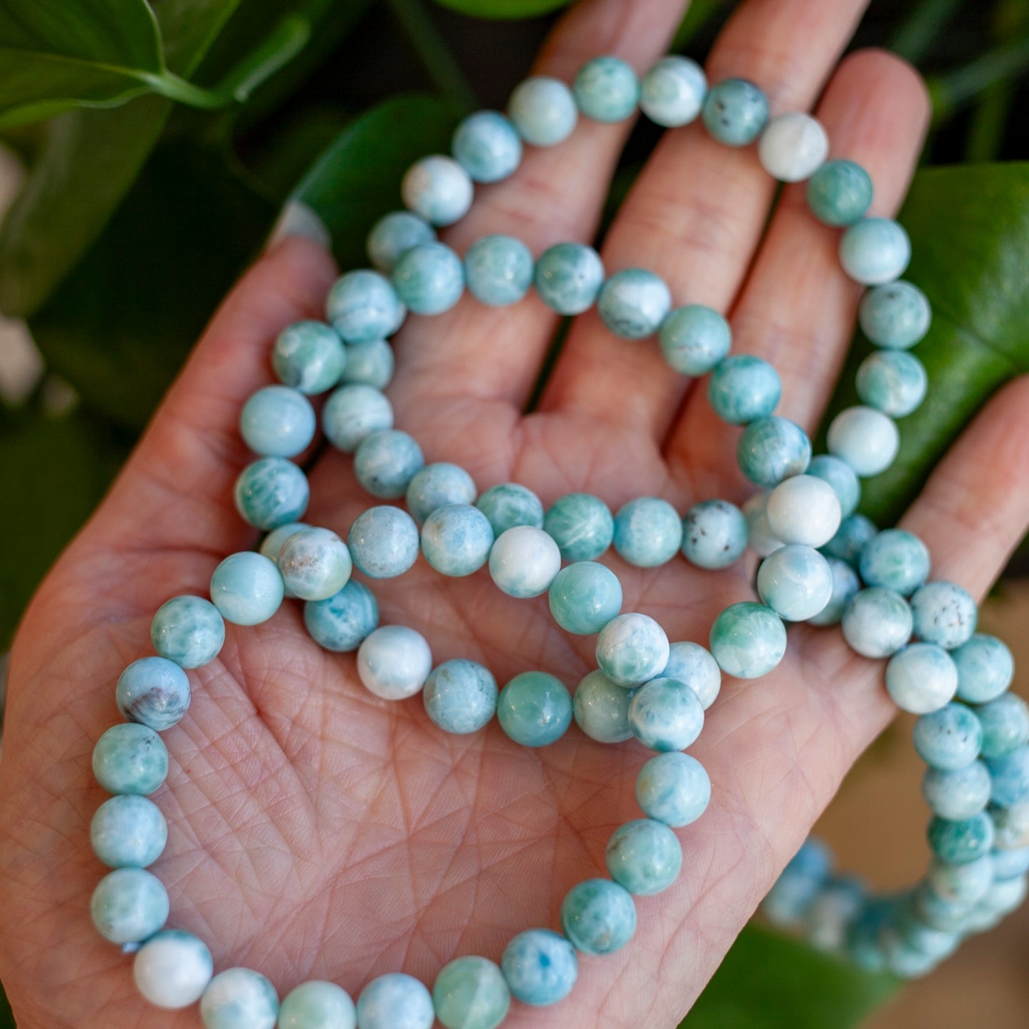 Larimar Bead Bracelet, 9mm