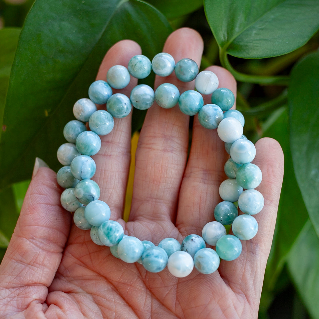 Larimar Bead Bracelet, 9mm