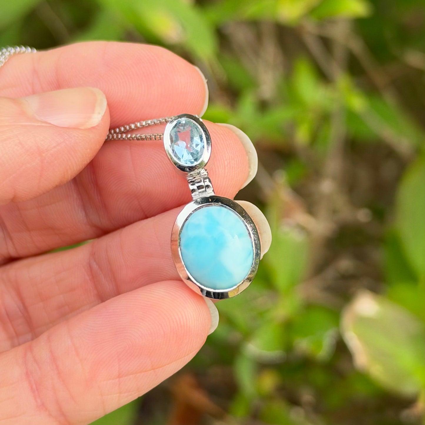 Larimar and Blue Topaz Pendant Necklace