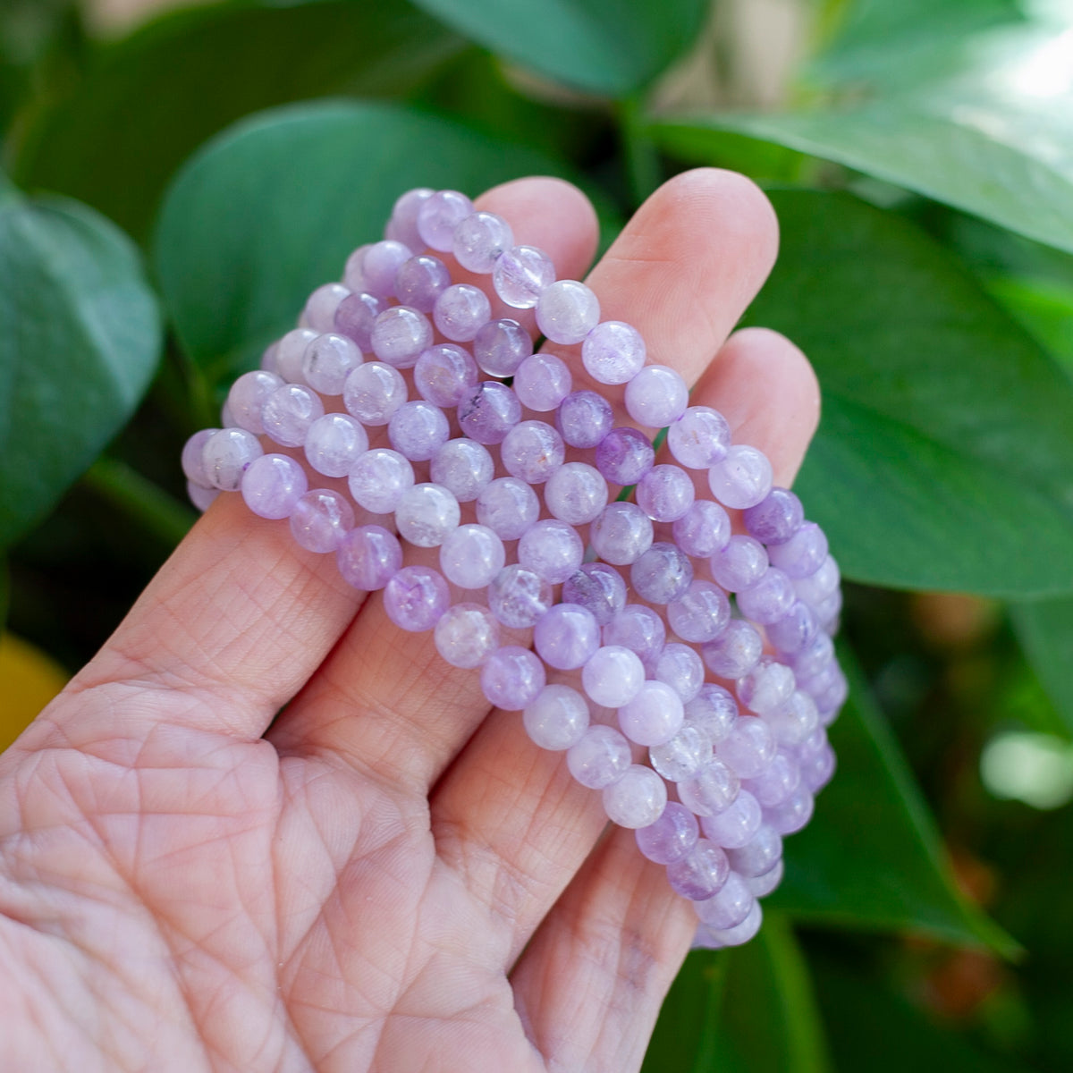 Lilac Amethyst Bead Bracelet, 6mm, Pastel Purple