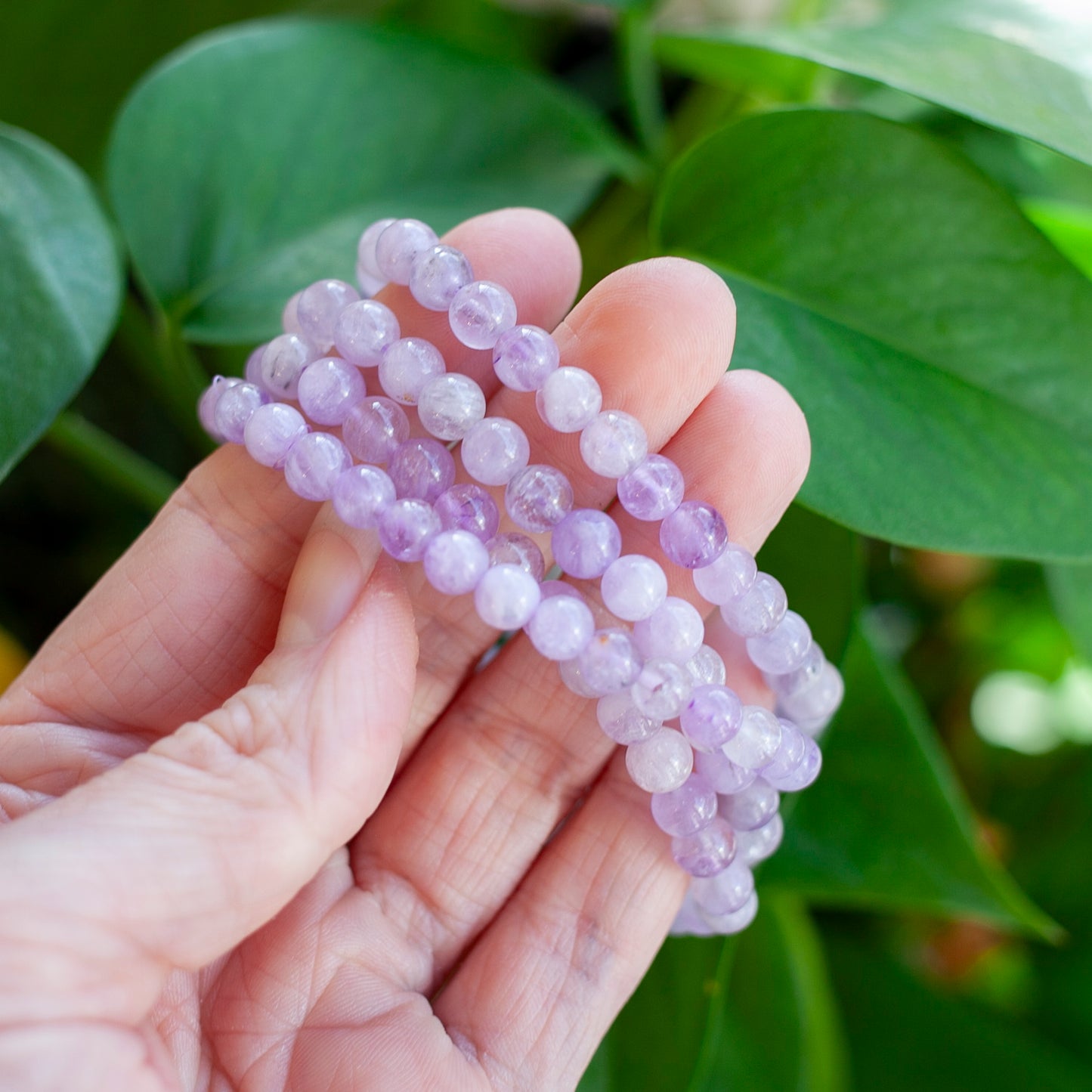 Lilac Amethyst Bead Bracelet, 6mm, Pastel Purple