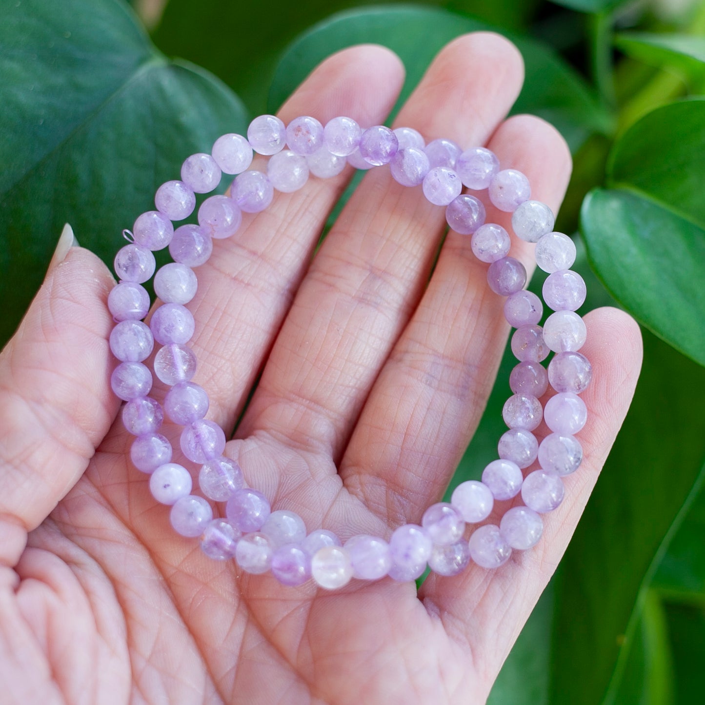 Lilac Amethyst Bead Bracelet, 6mm, Pastel Purple