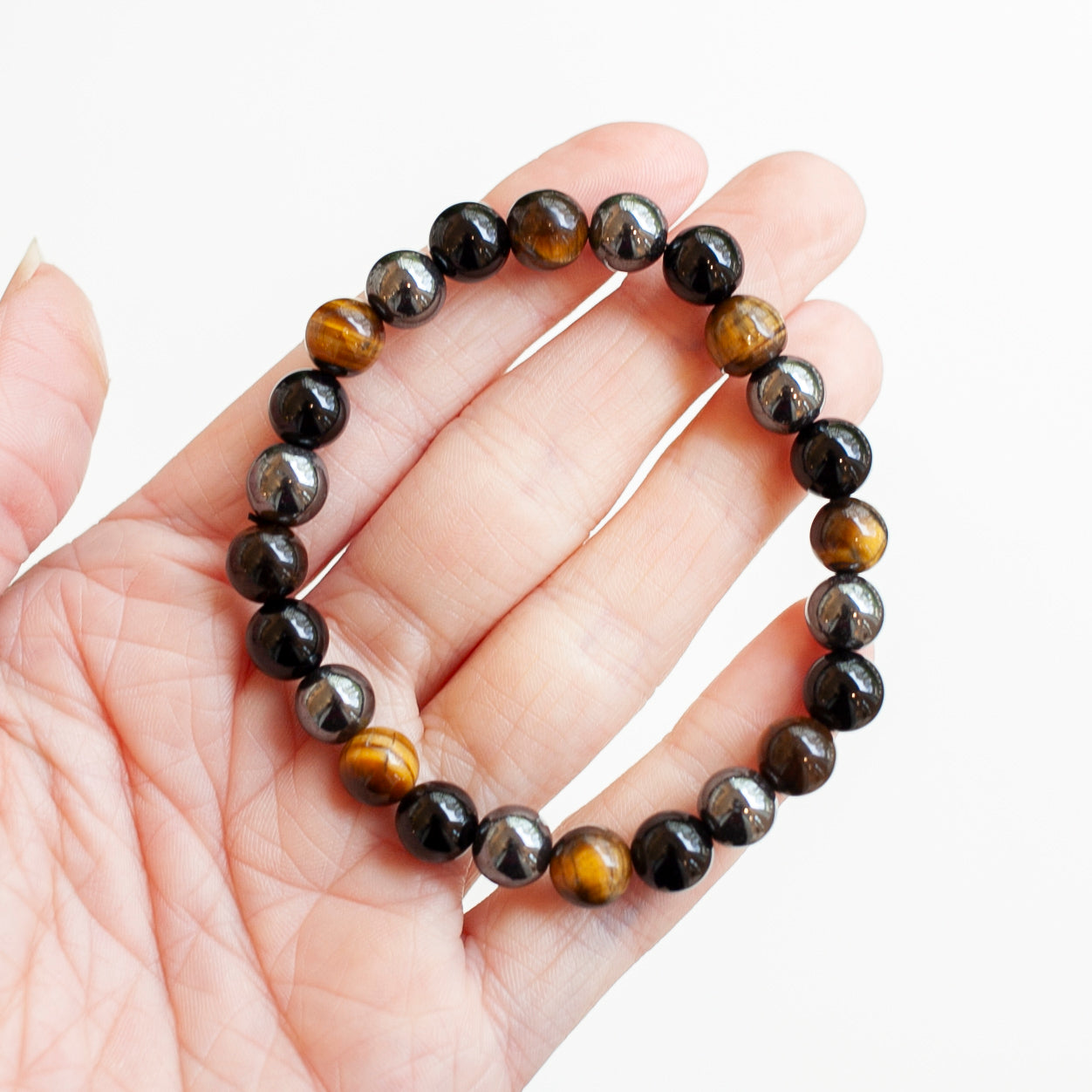 Protection Bracelet, Tiger's Eye, Black Tourmaline, Hematite