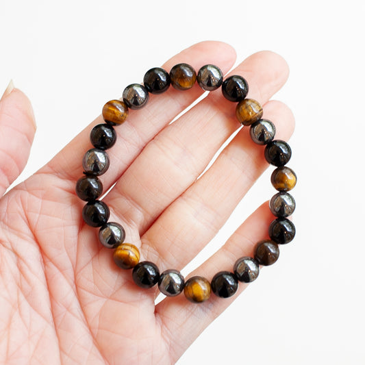Protection Bracelet, Tiger's Eye, Black Tourmaline, Hematite