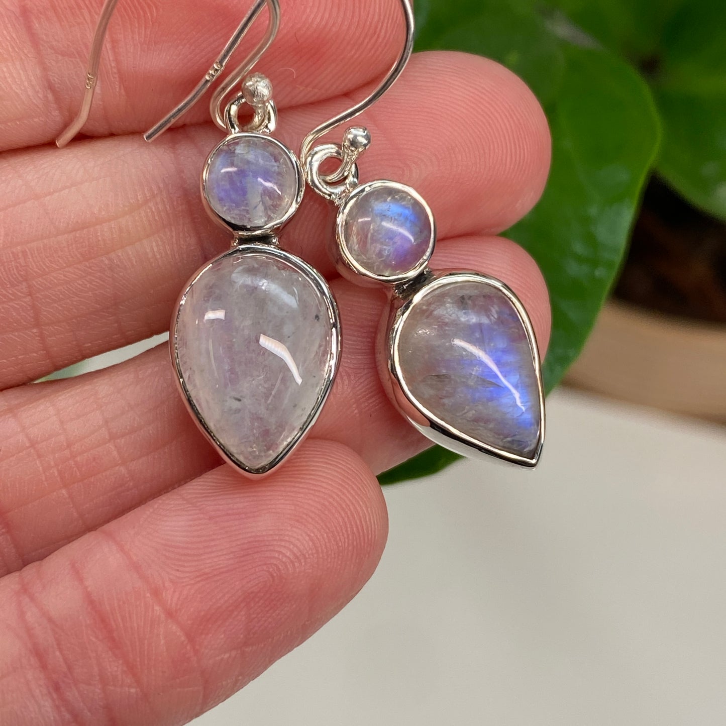 Rainbow Moonstone Drop Earrings