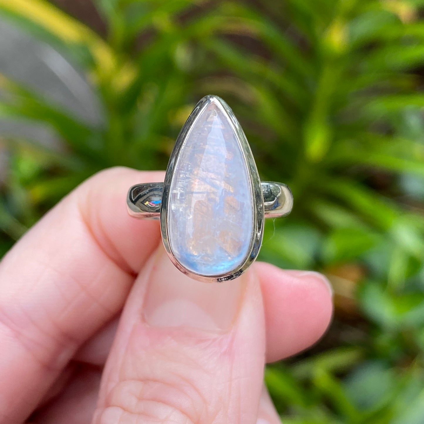 Rainbow Moonstone Ring, Size 6.5