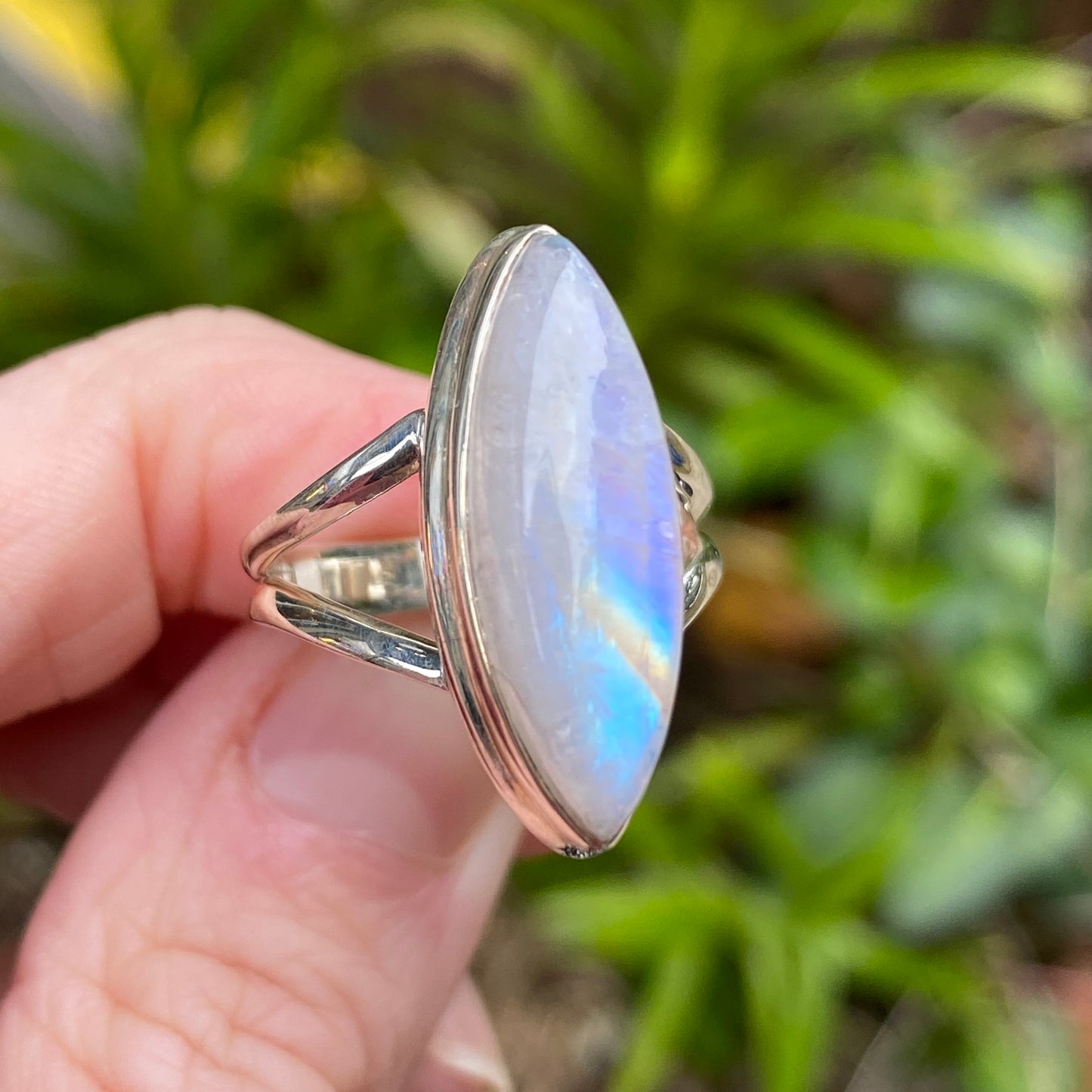 Rainbow Moonstone Ring, Size 7
