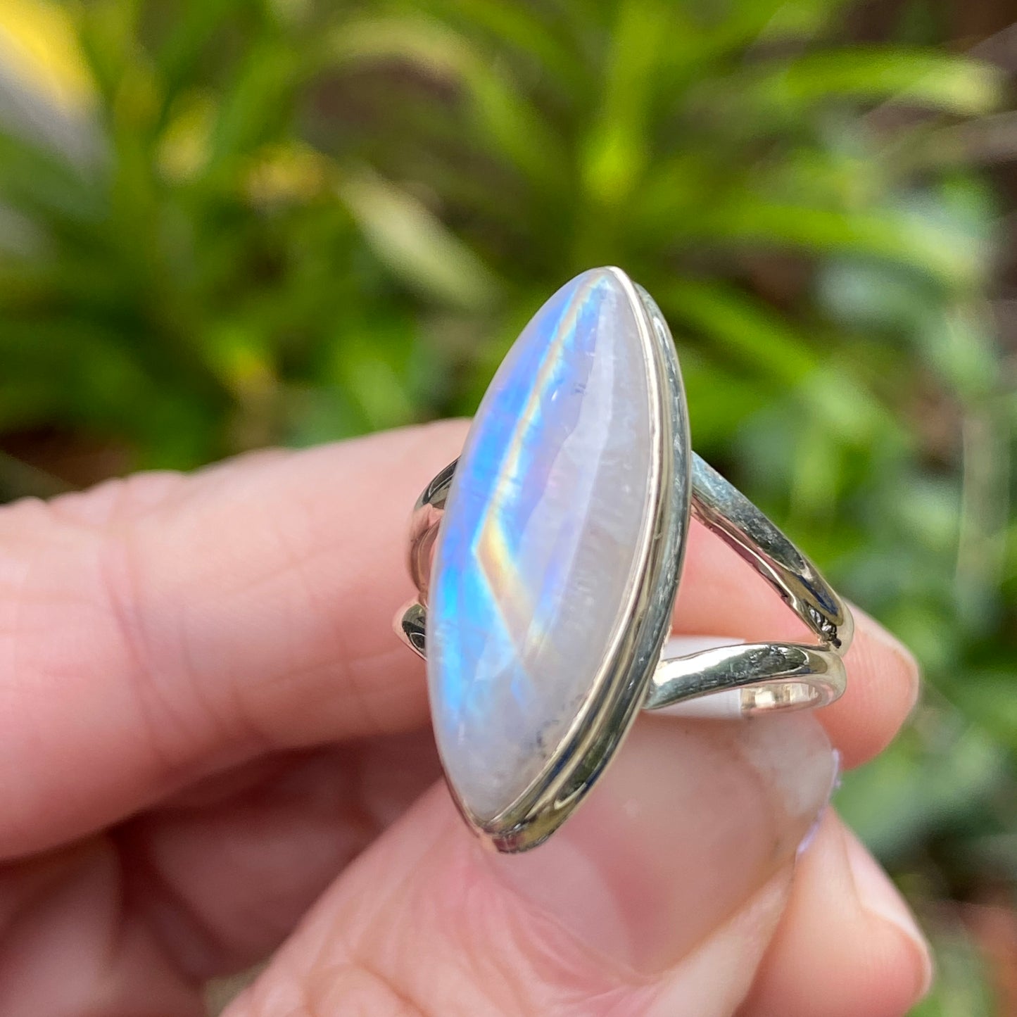 Rainbow Moonstone Ring, Size 7