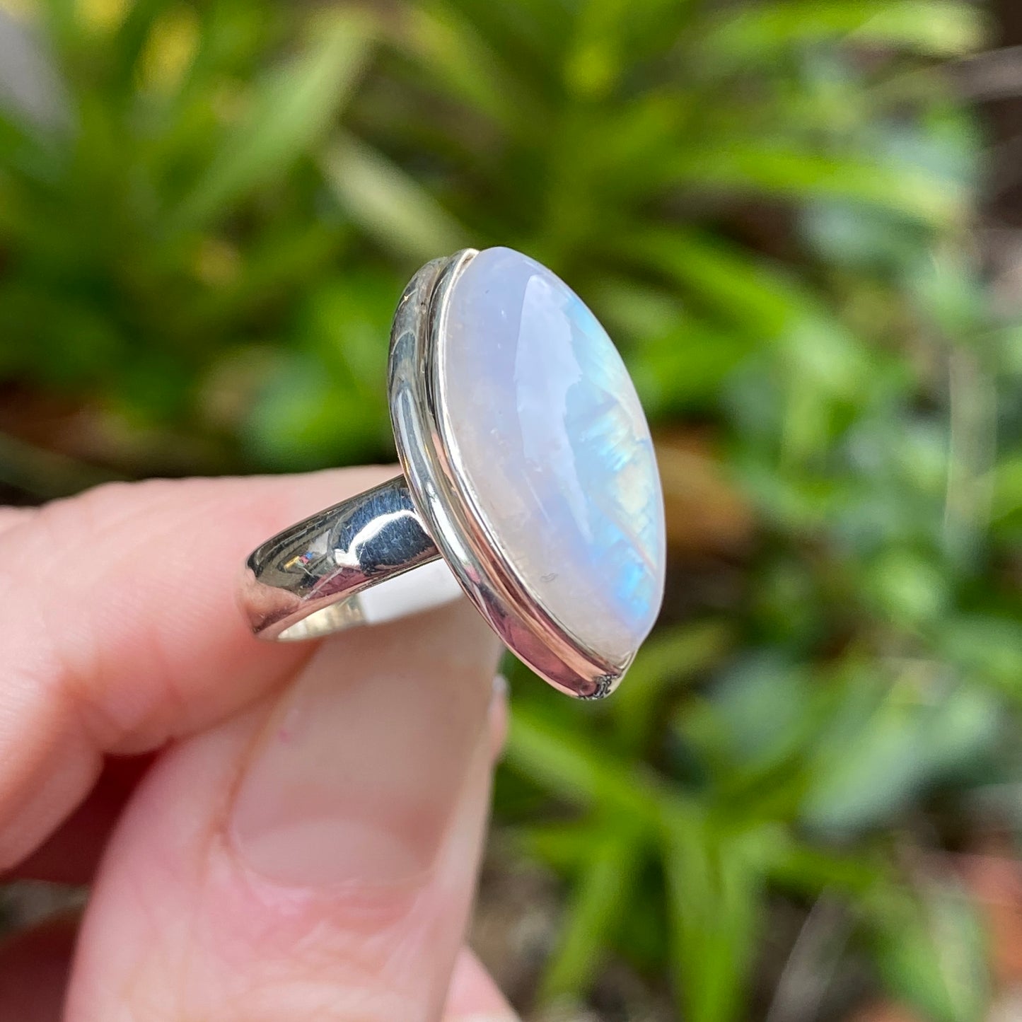 Rainbow Moonstone Ring, Size 6