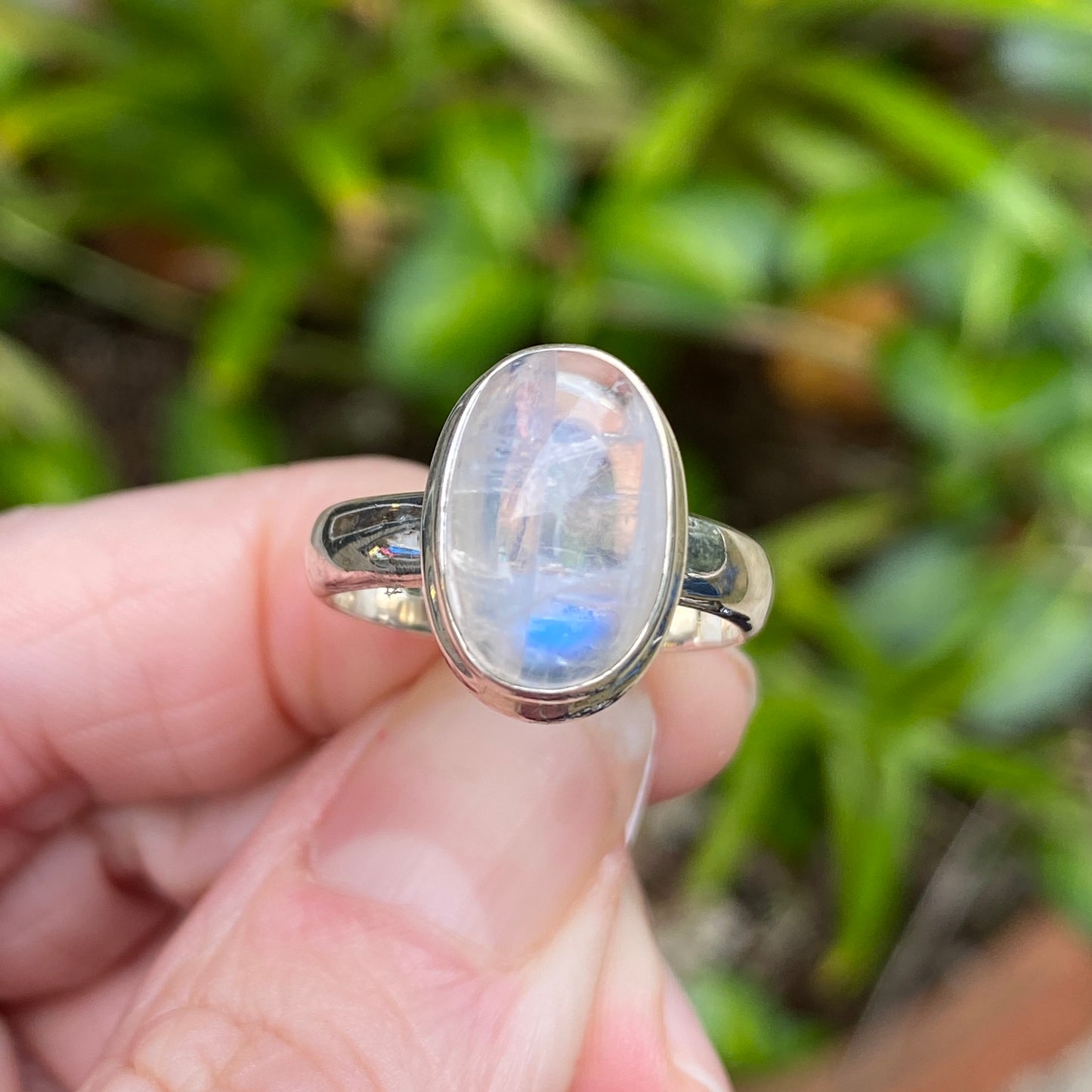 Rainbow Moonstone Ring, Size 7.5