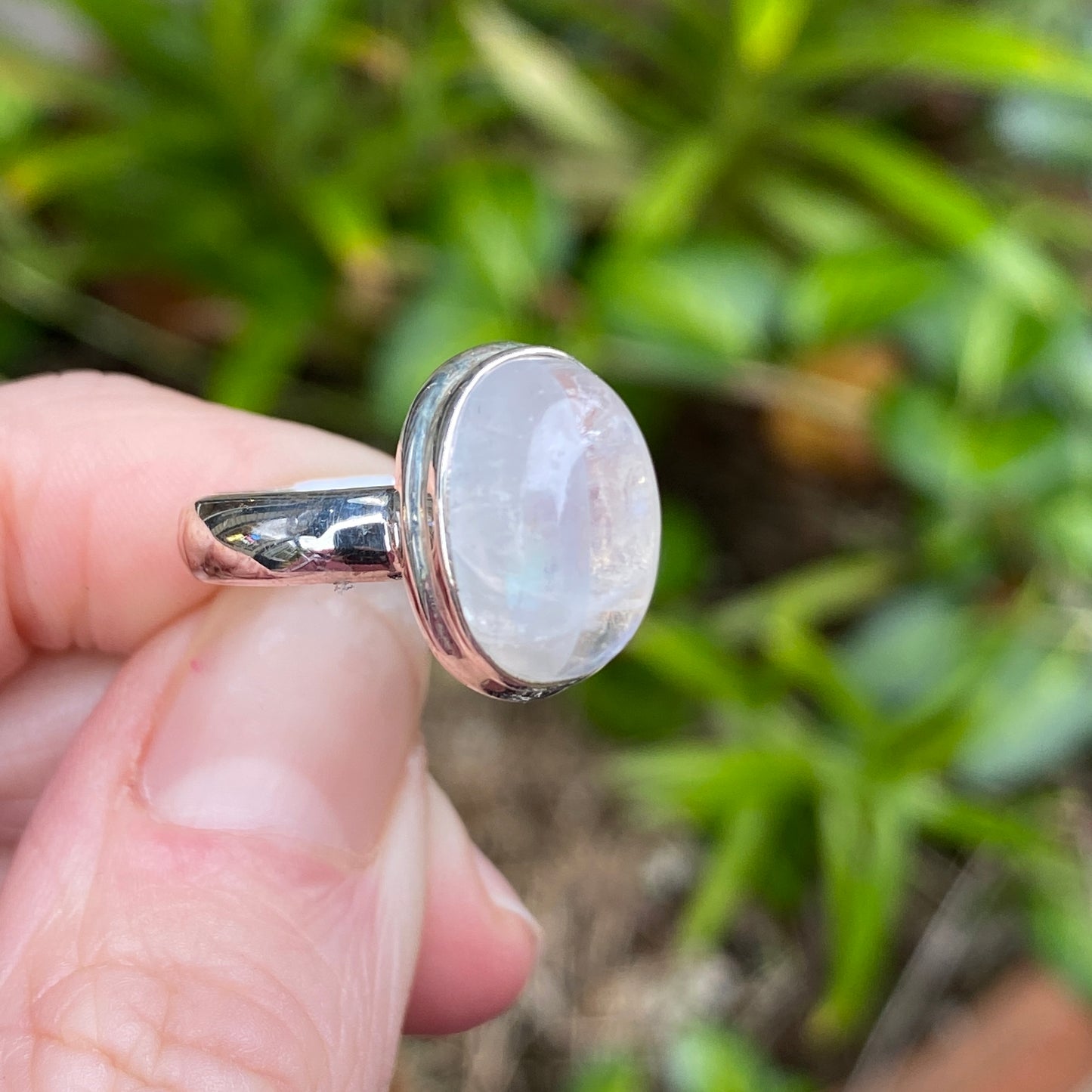 Rainbow Moonstone Ring, Size 7.5