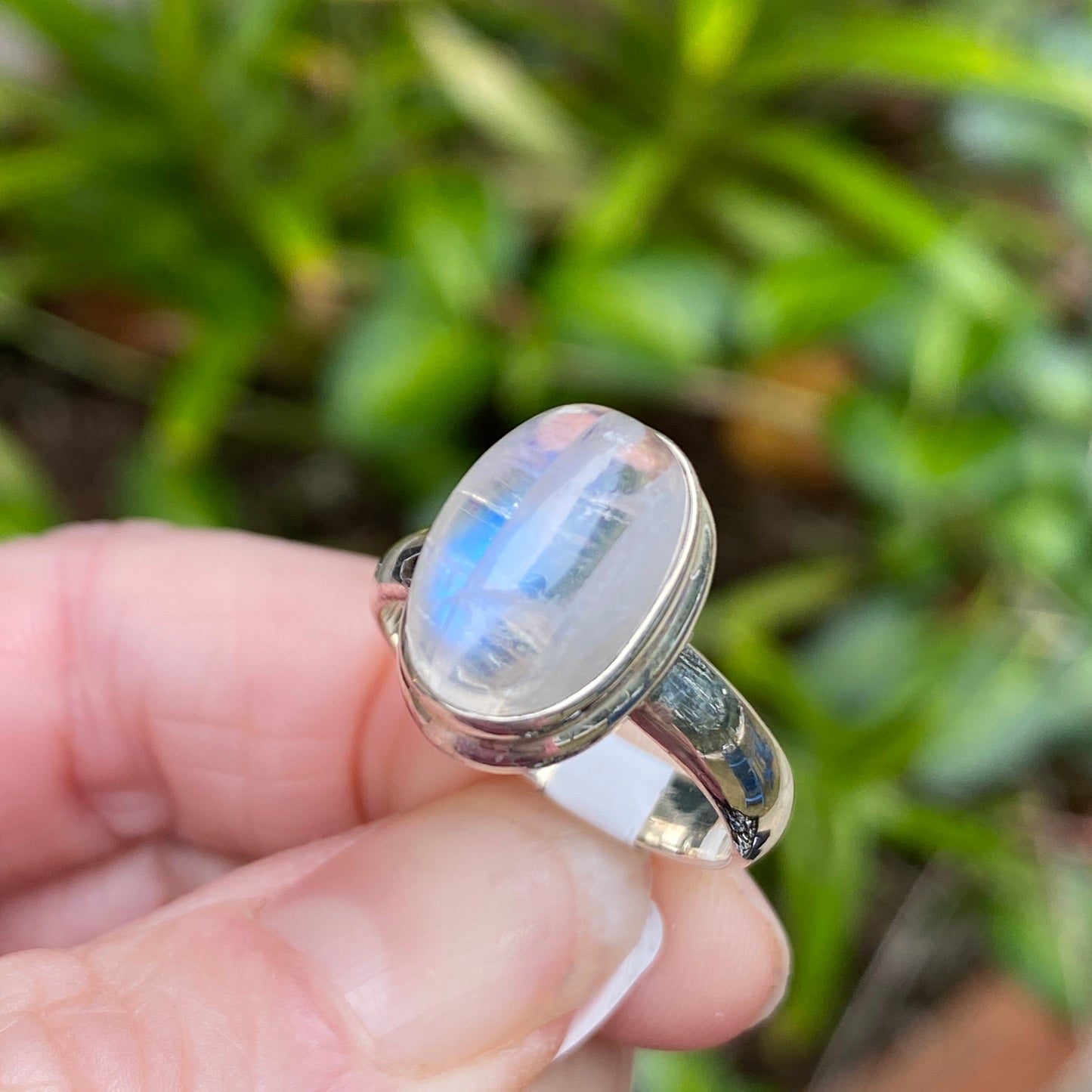 Rainbow Moonstone Ring, Size 7.5