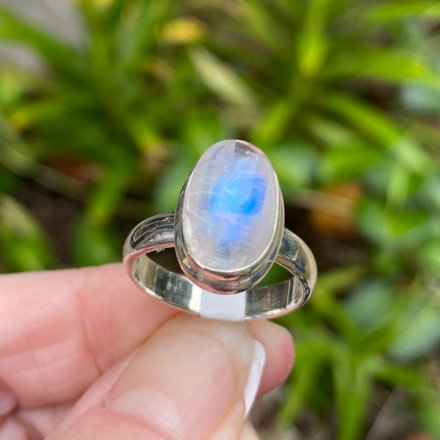 Rainbow Moonstone Ring, Size 7.5
