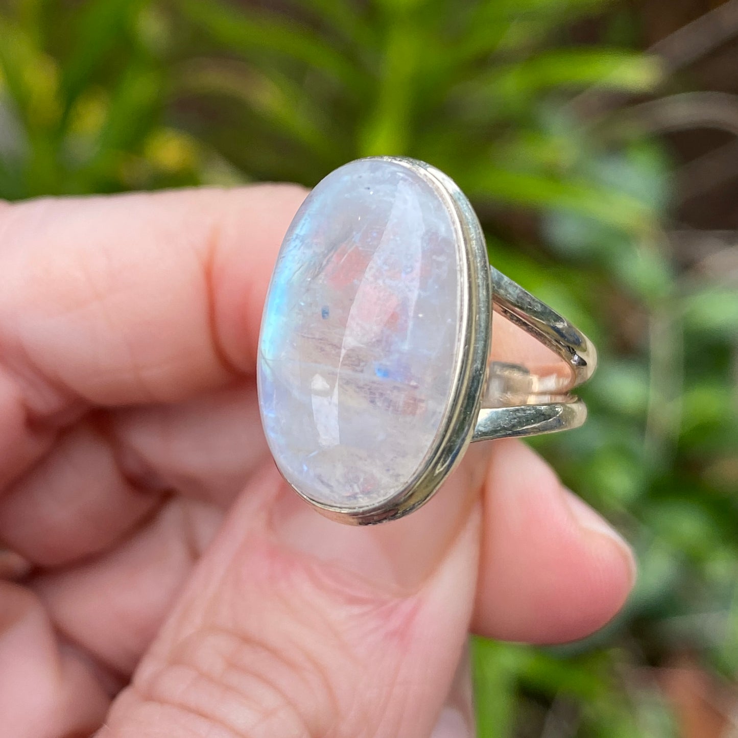 Rainbow Moonstone Ring, Size 8