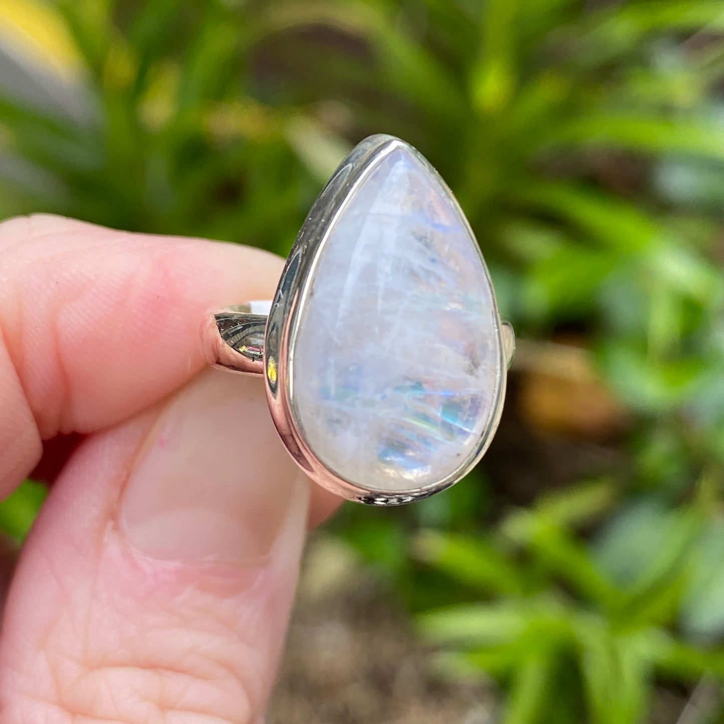 Rainbow Moonstone Ring, Size 6