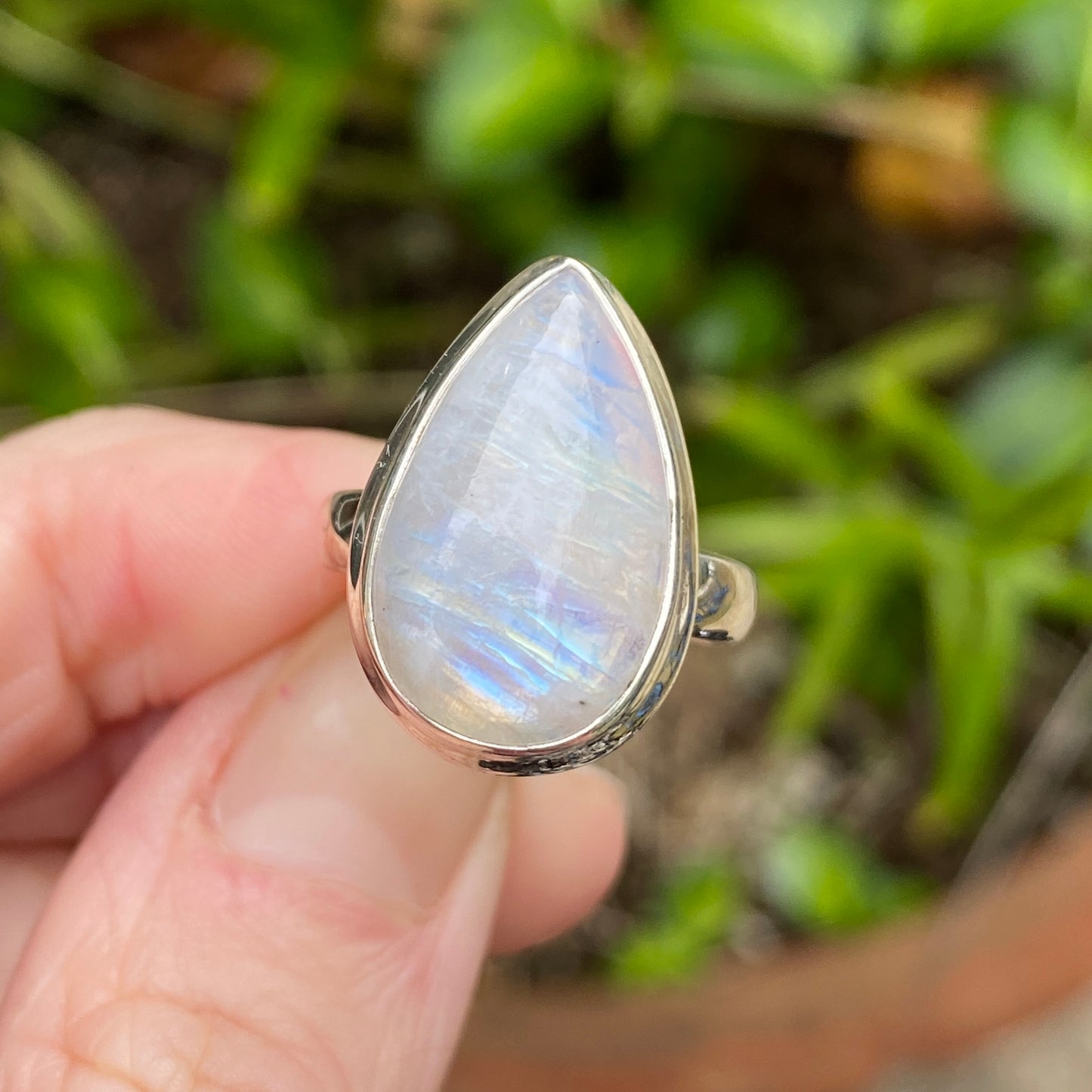 Rainbow Moonstone Ring, Size 6