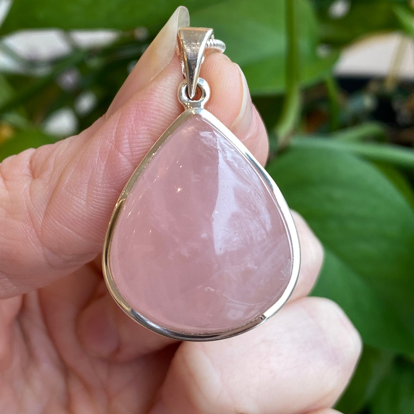 Gemmy Rose Quartz Pendant, Sterling Silver