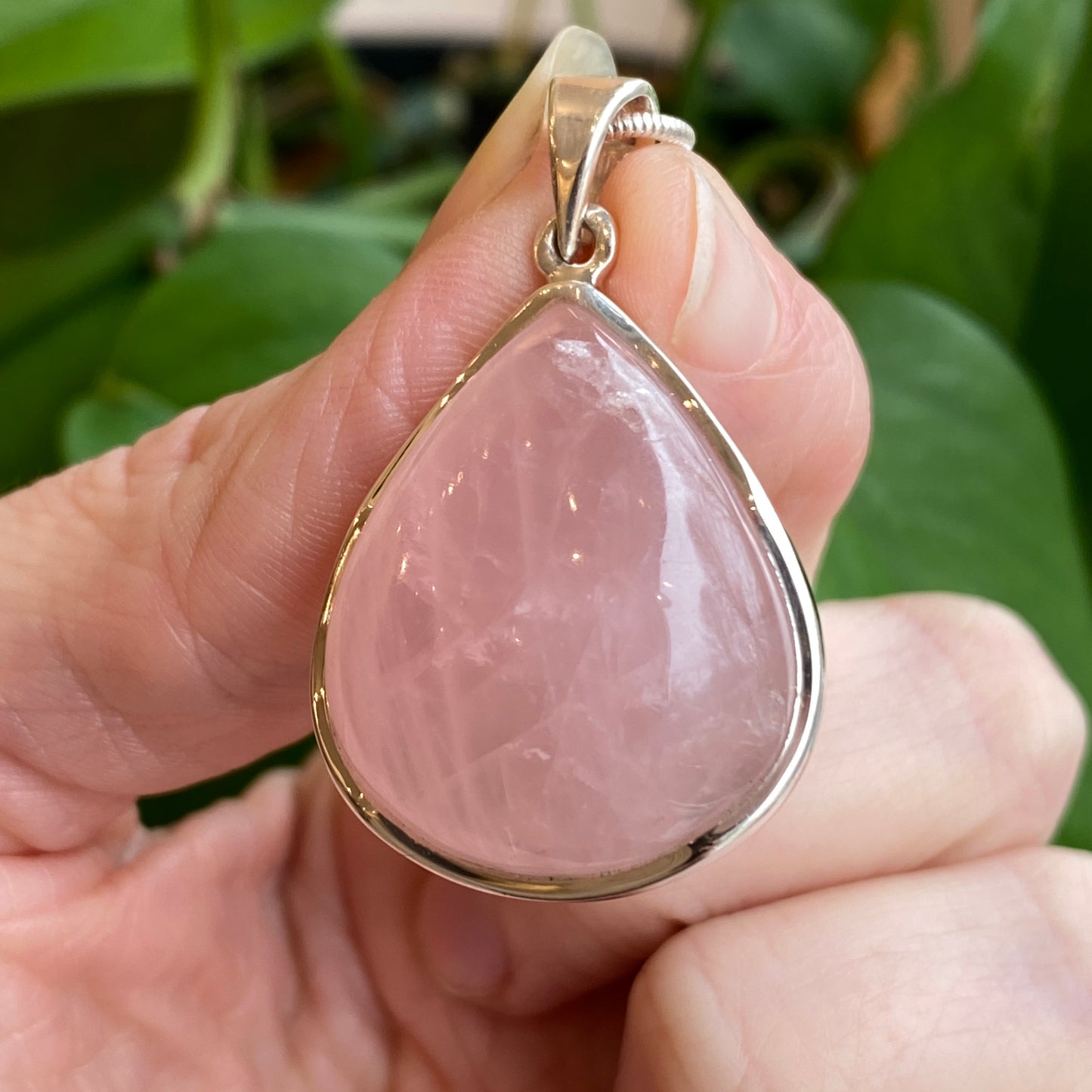Gemmy Rose Quartz Pendant, Sterling Silver