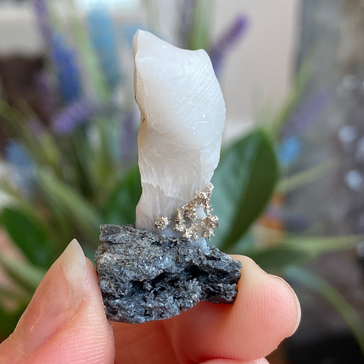 Native Silver on Calcite, Zgounder Morocco