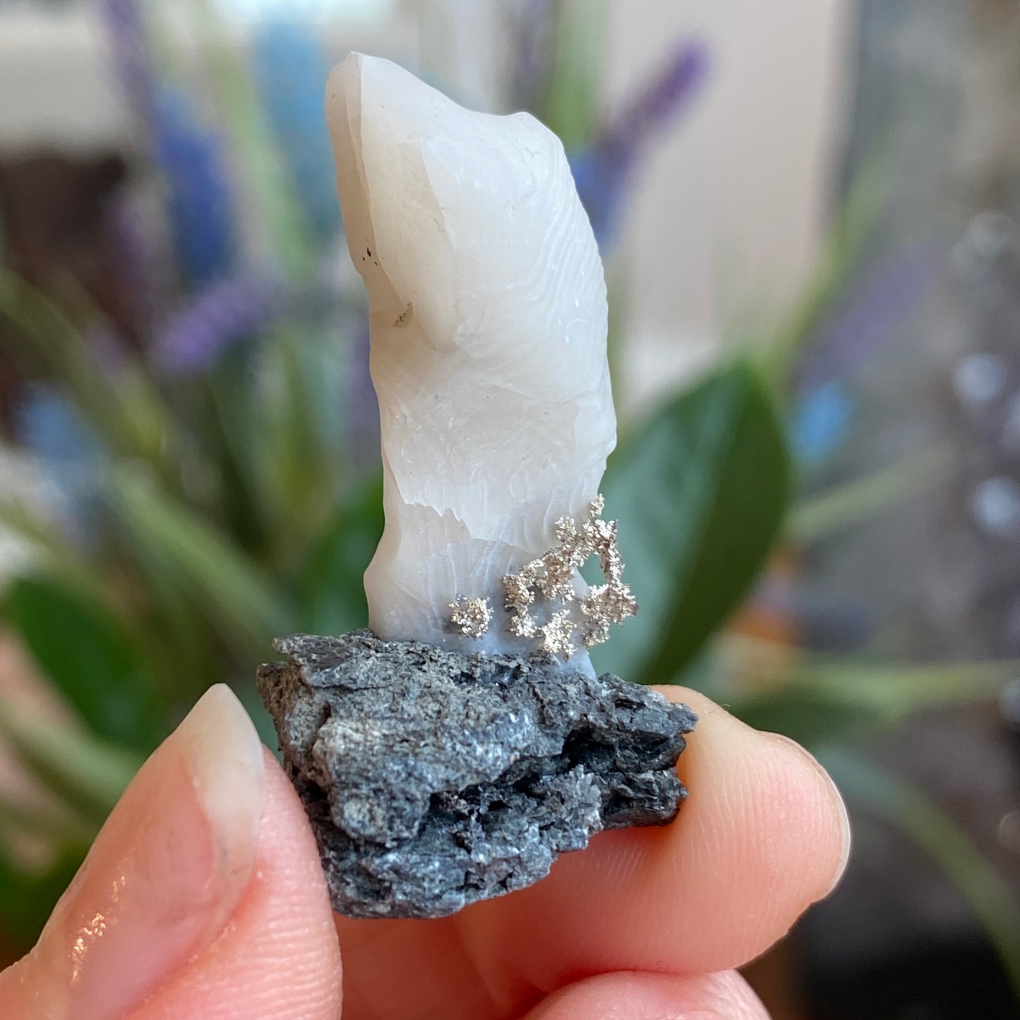 Native Silver on Calcite, Zgounder Morocco