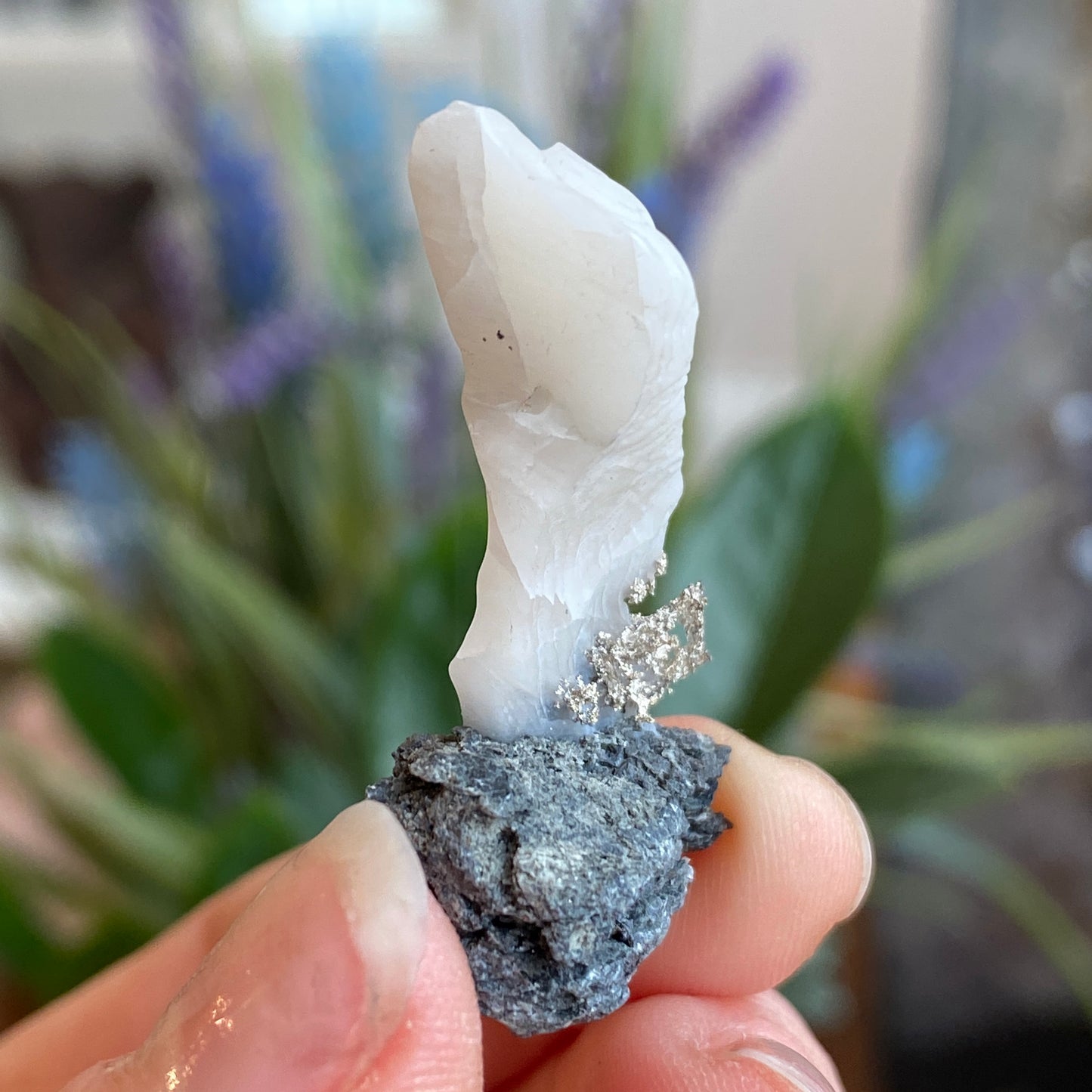 Native Silver on Calcite, Zgounder Morocco