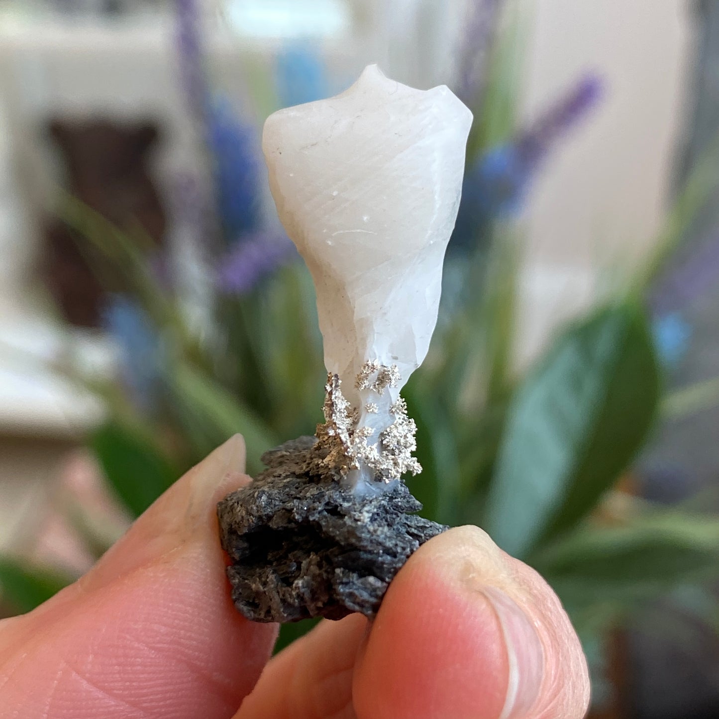 Native Silver on Calcite, Zgounder Morocco