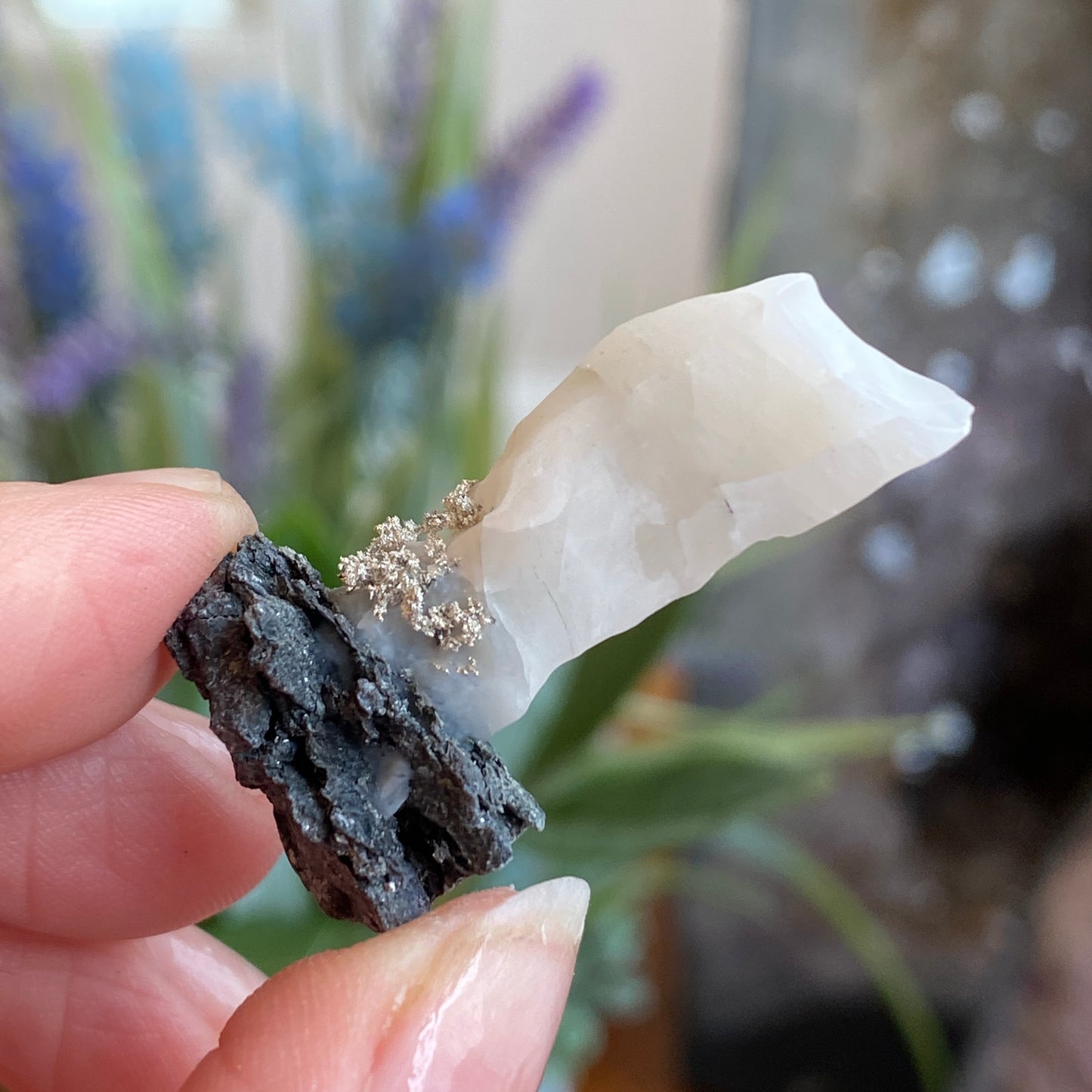 Native Silver on Calcite, Zgounder Morocco