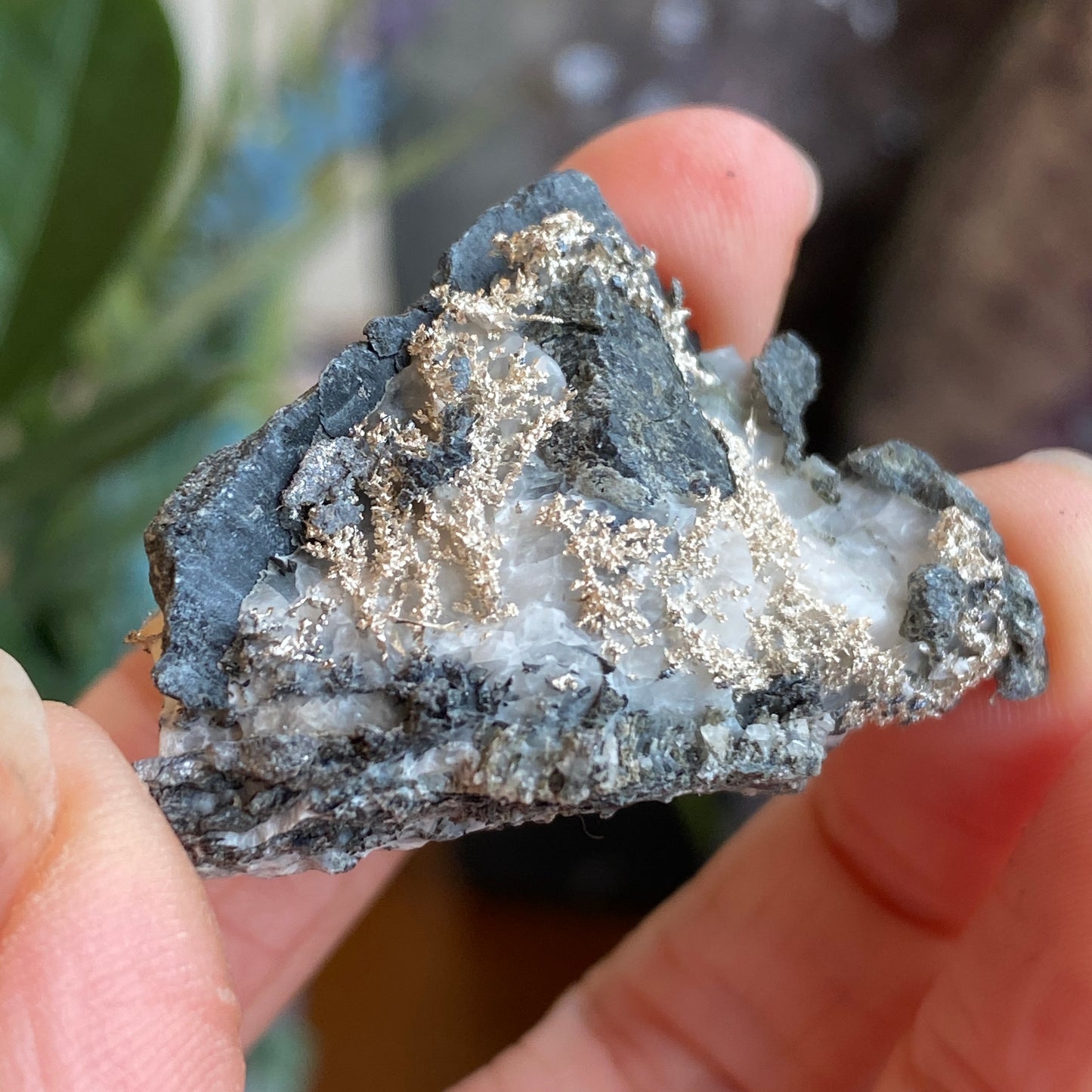 Native Silver on Calcite, Zgounder Morocco