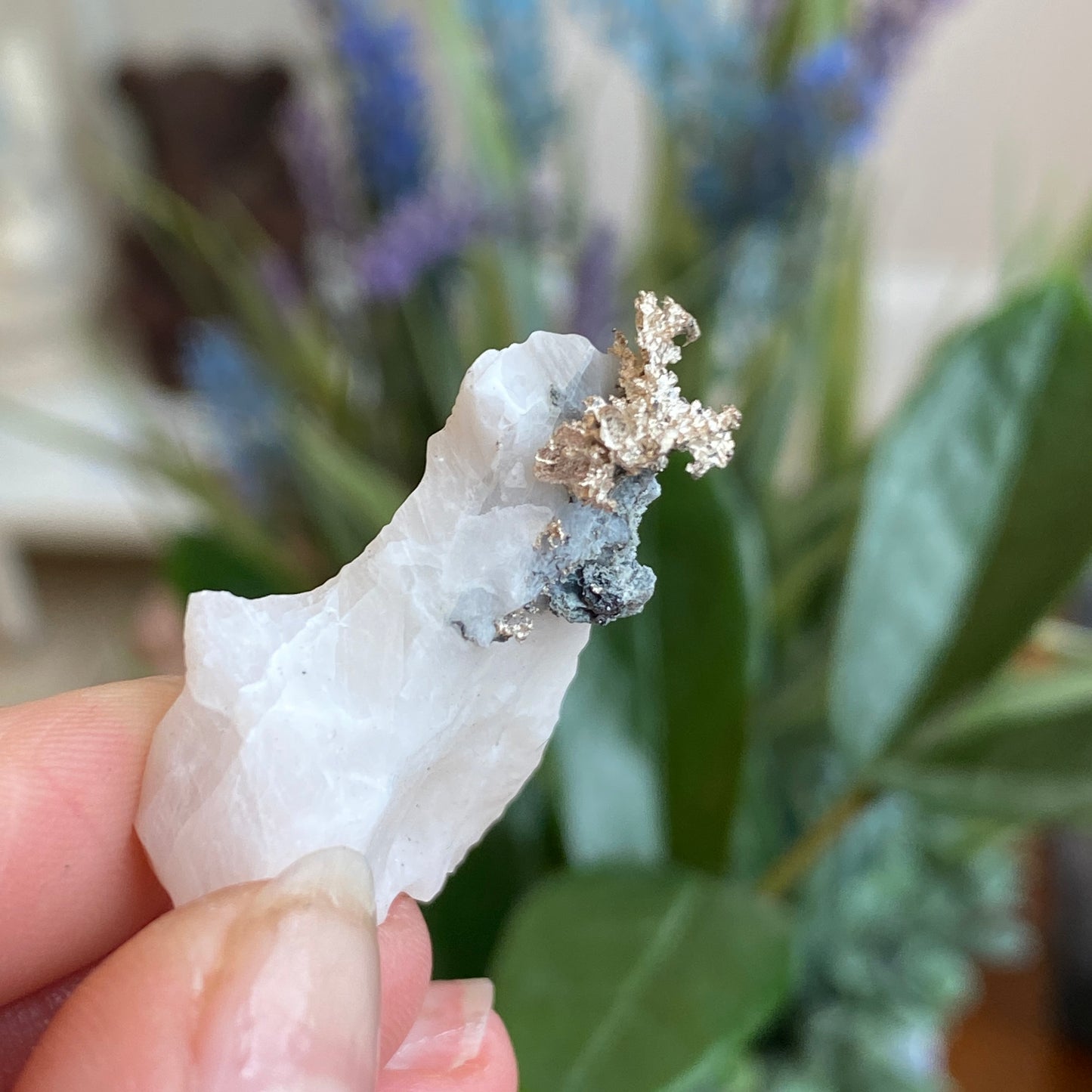 Native Silver on Calcite, Zgounder Morocco