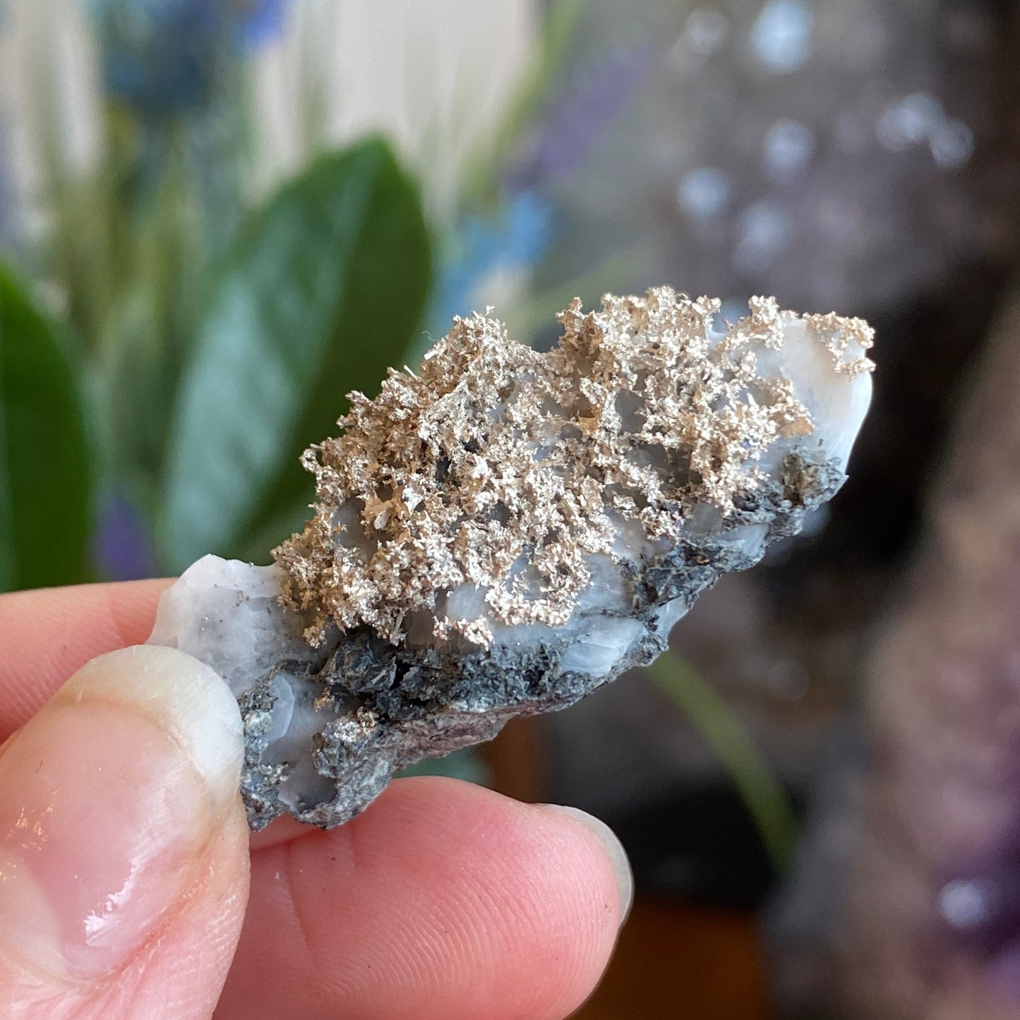 Native Silver on Calcite, Zgounder Morocco