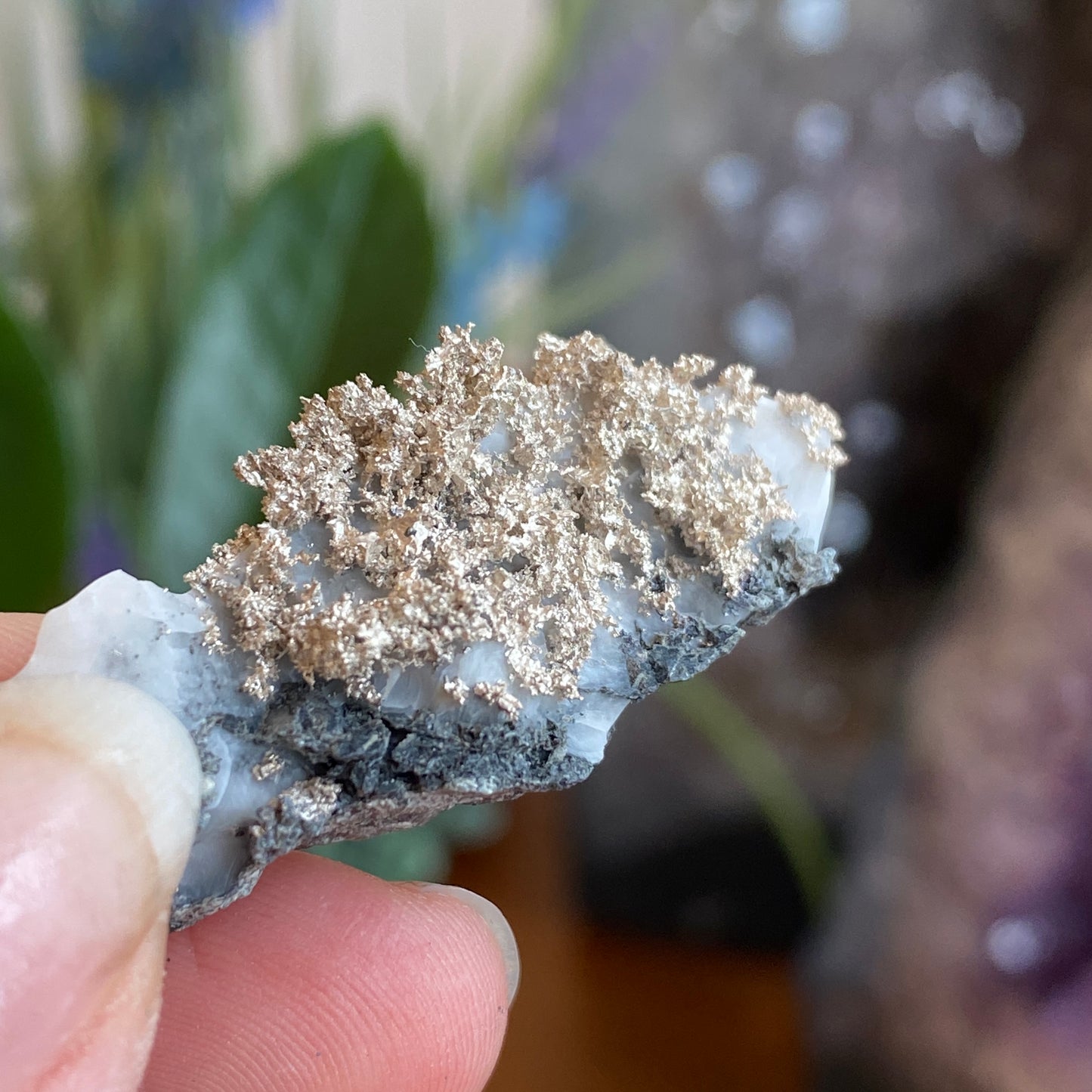Native Silver on Calcite, Zgounder Morocco