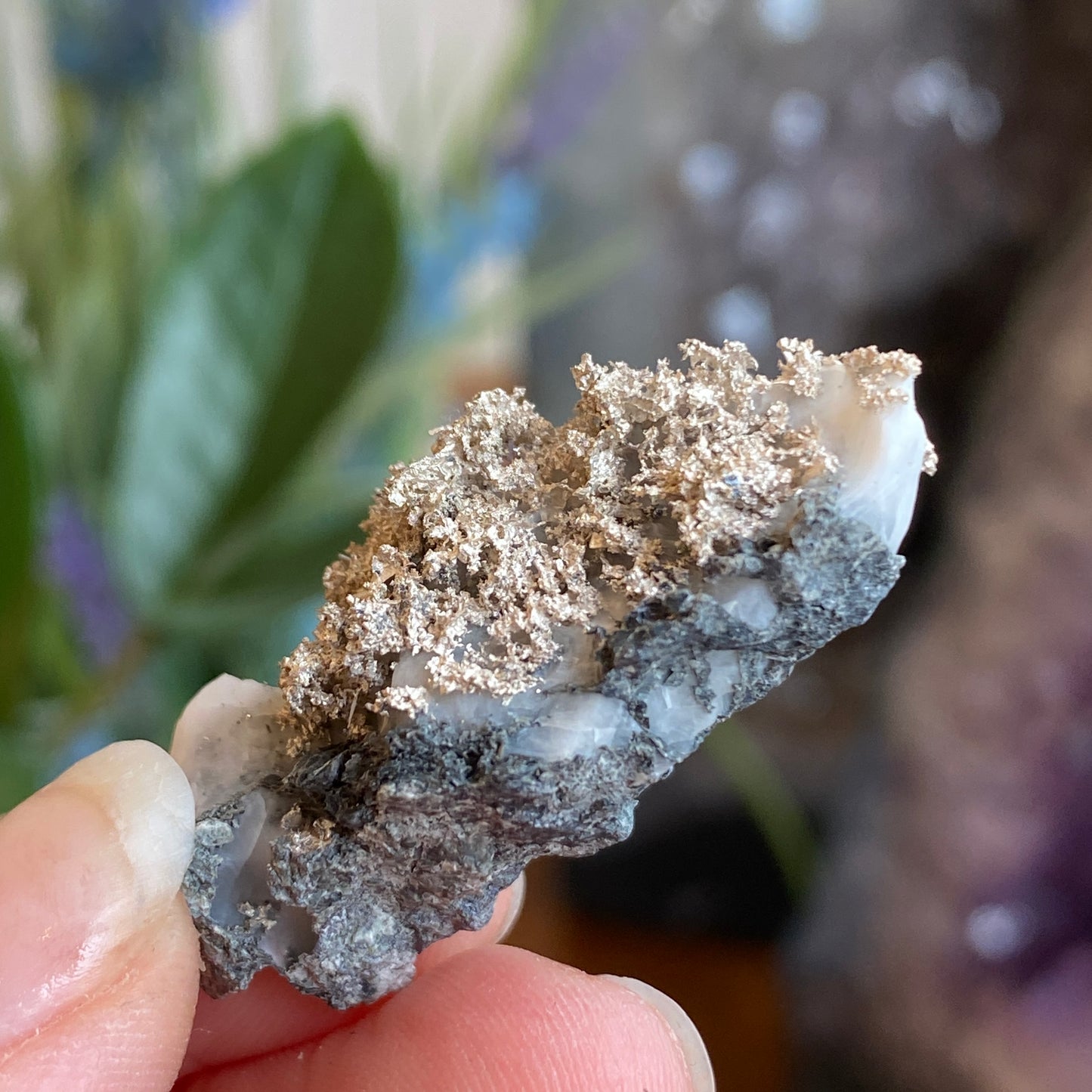 Native Silver on Calcite, Zgounder Morocco