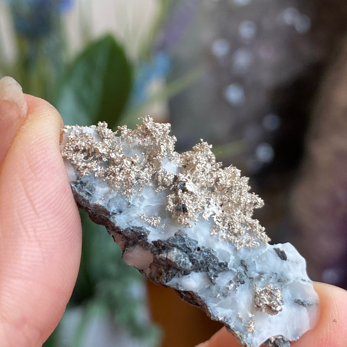 Native Silver on Calcite, Zgounder Morocco